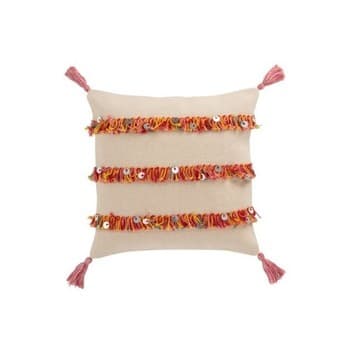 Tyynyt J-line  COUSSIN 3RANG FRAN COT BEI/MIX (45x45x3cm)  45x45 cm