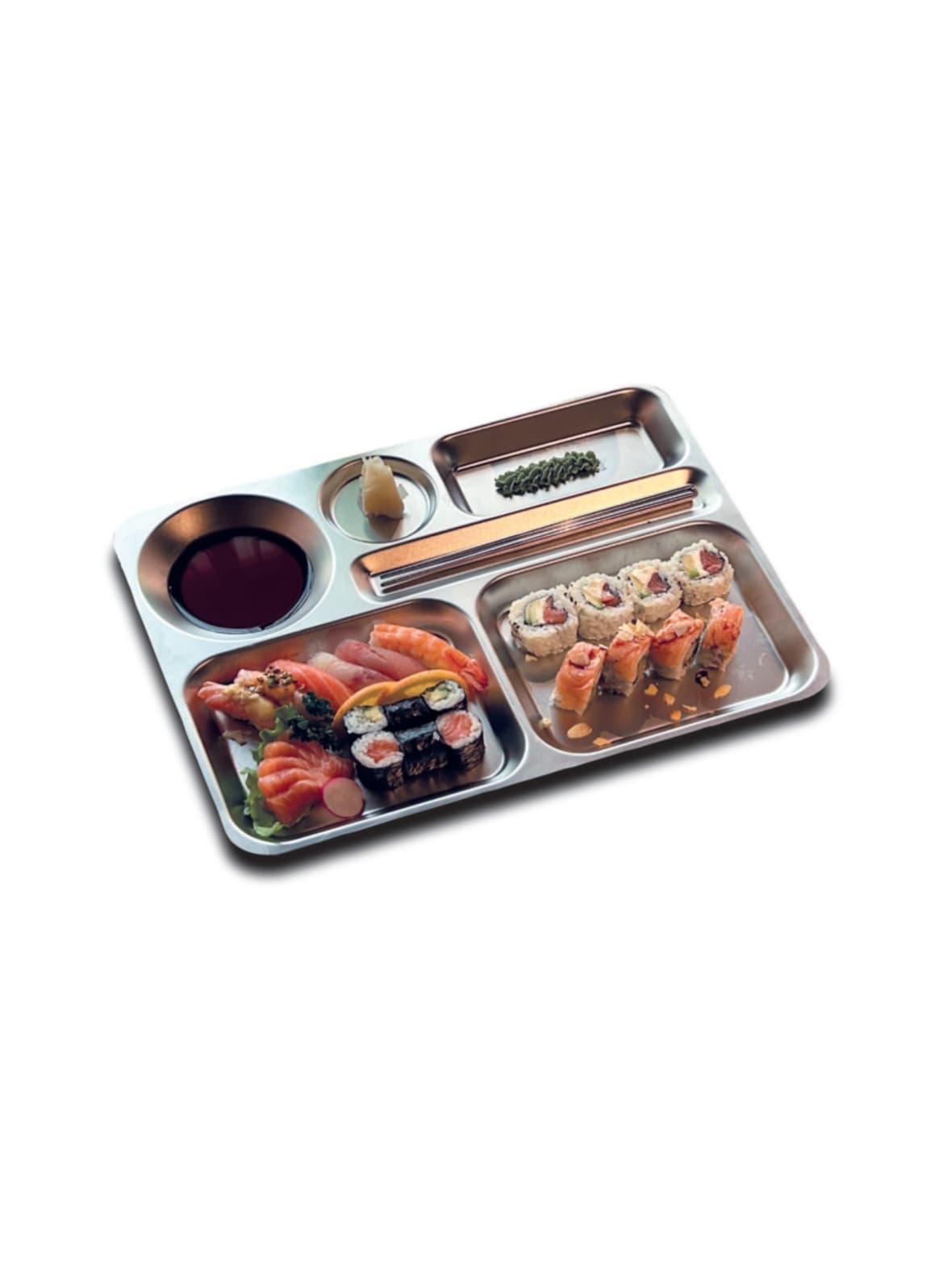 Sushisetti - lohkolautanen/tarjotin ja syömäpuikot