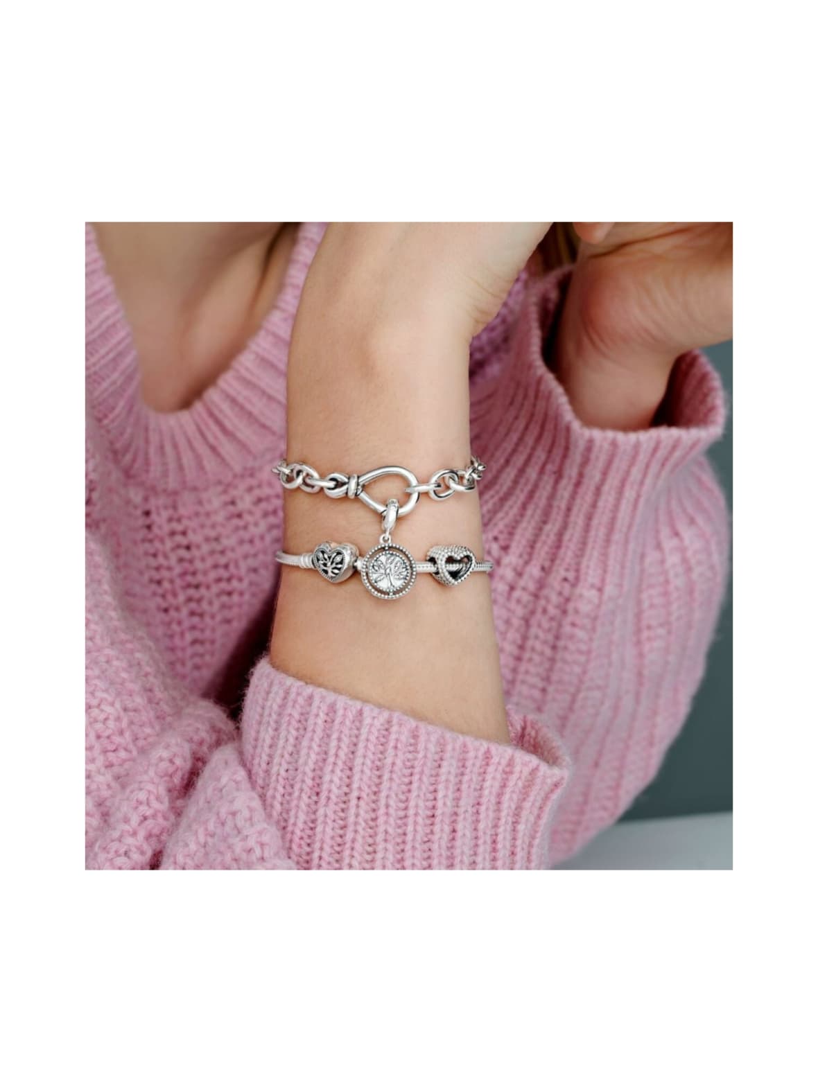 Pandora moments -käärmeketjurannekoru, jonka sydänlukossa sukupuu 598827c01