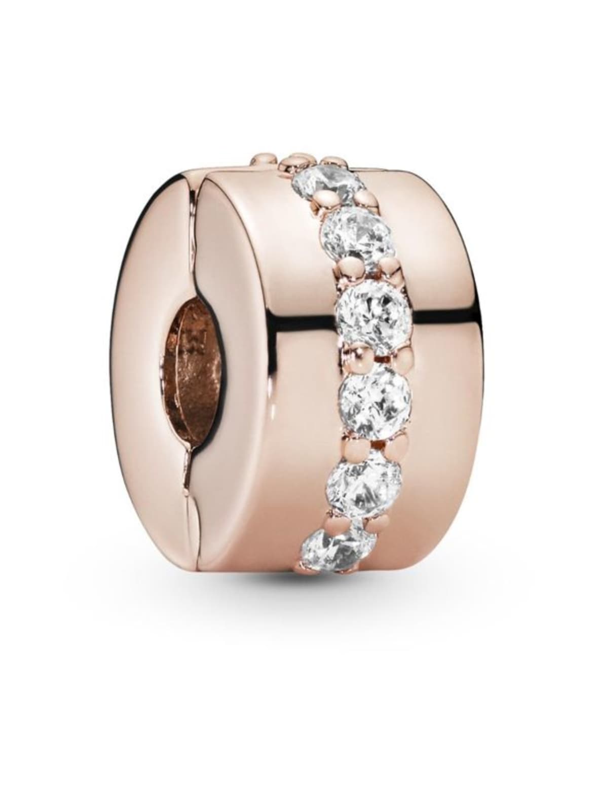 Säihkyvä rivi -välipala 14k rose gold-plated clip with clear cubic zirconia sparkling row spacer charm 781972cz