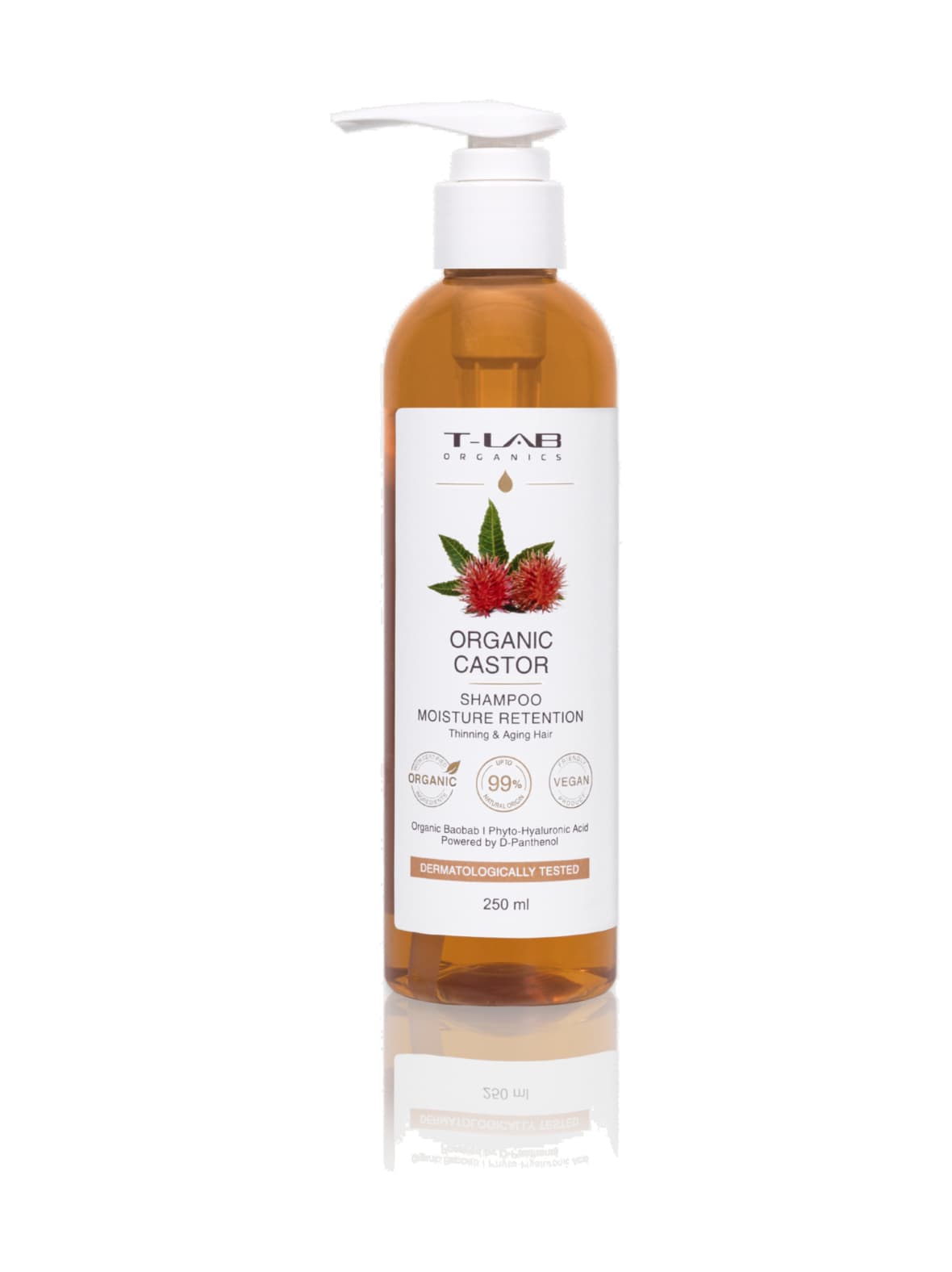 Organic castor moisture retention shampoo -shampoo kuiville ja ohentuneille hiuksille 250ml