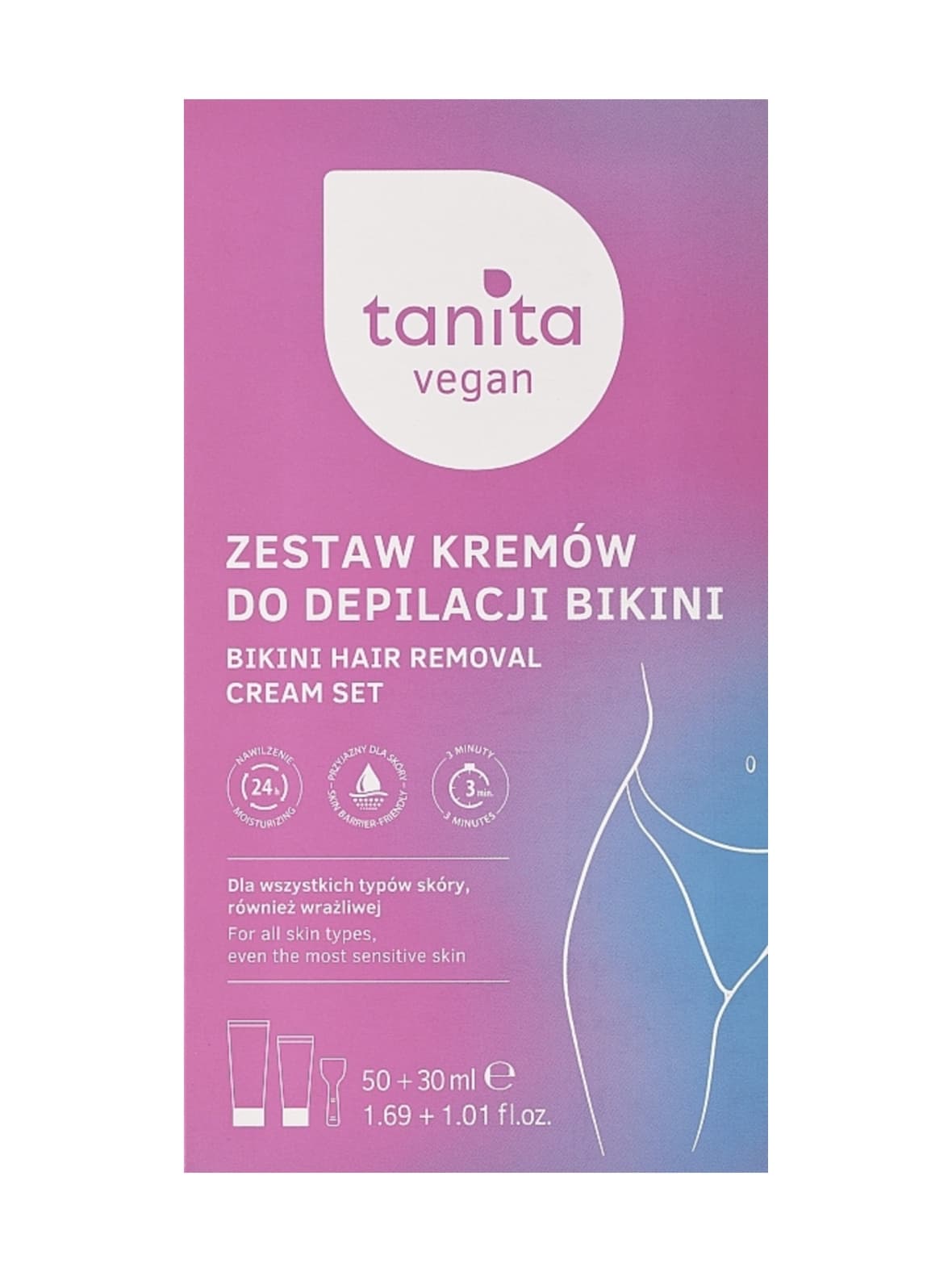 Bikini hair removal cream set -ihokarvanpoistotuotteet bikinialueelle 50+30ml
