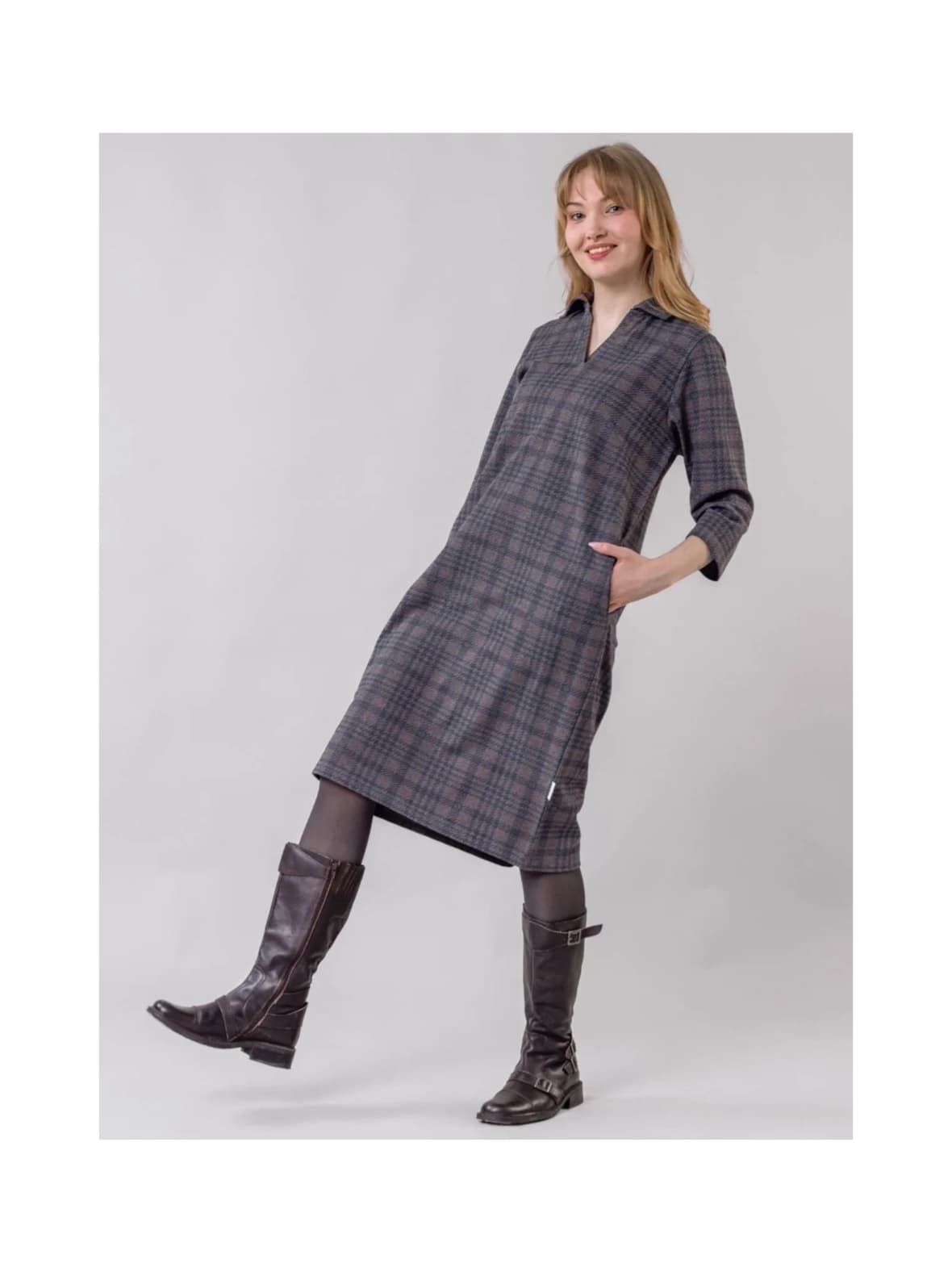 Valkama mekko, harmaa ruudullinen