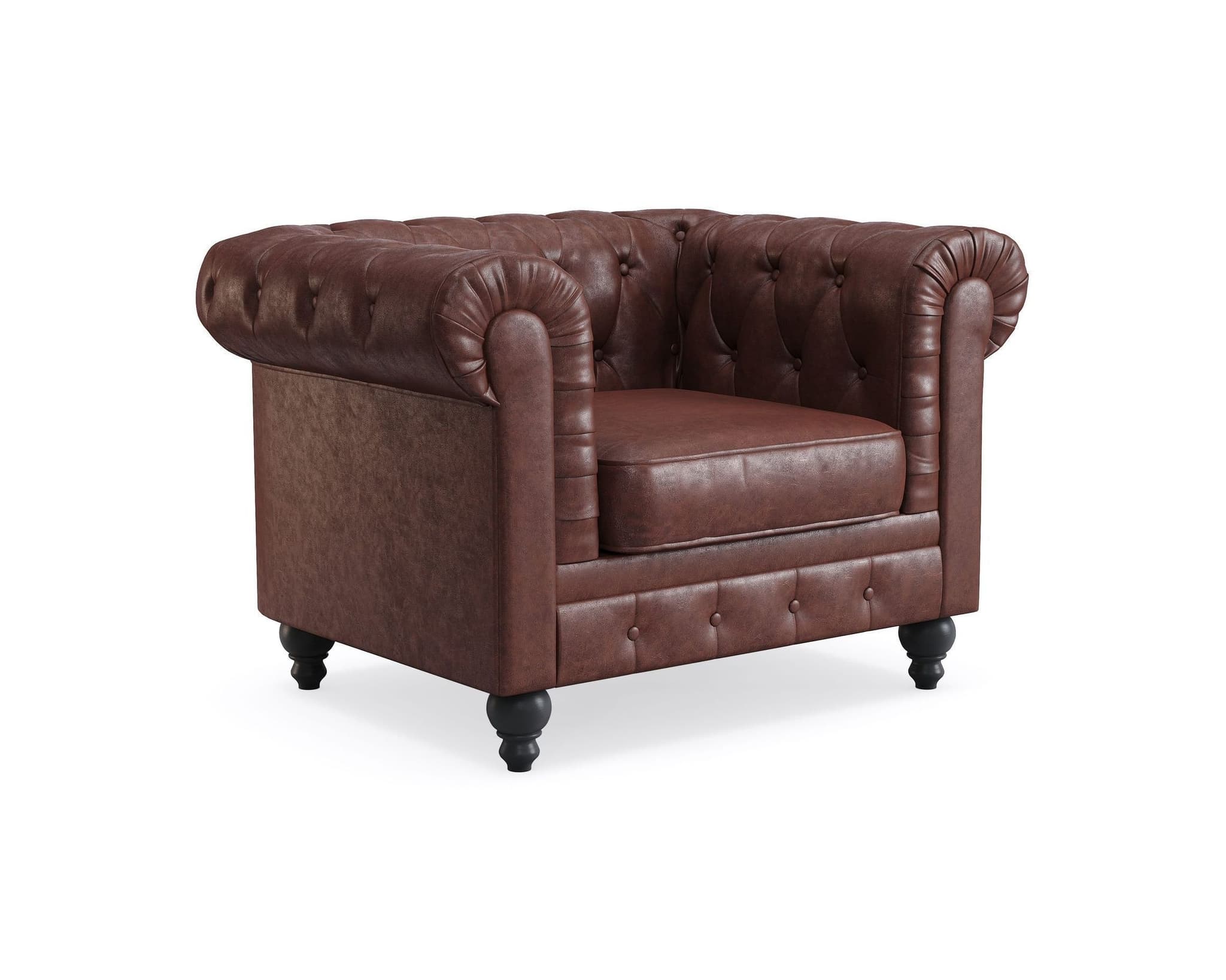 Chesterfield Lyx nojatuoli tummanruskea nahka