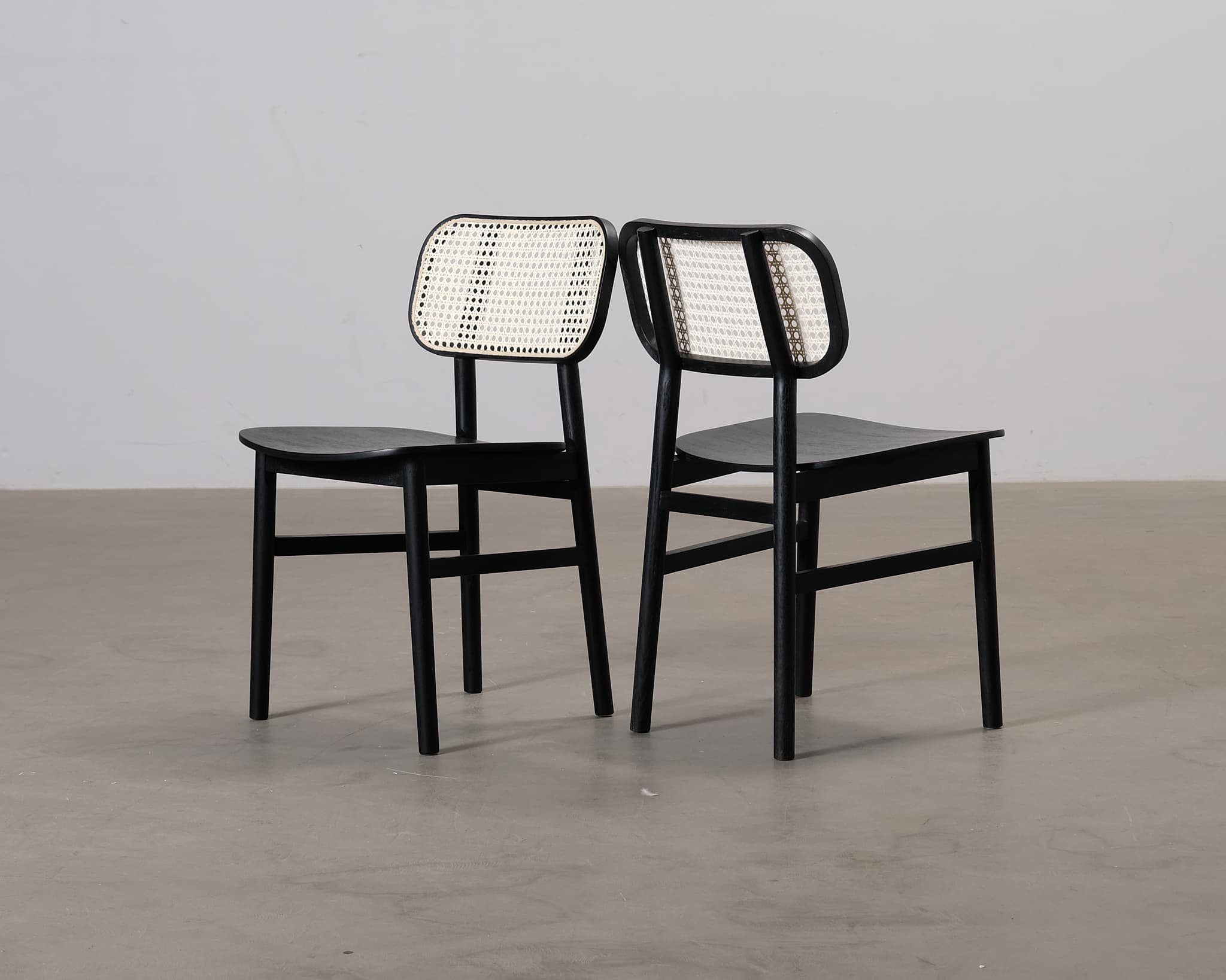 FeelDesign Rita ruokapöydän tuoli musta / rottinki, 2 kpl setti