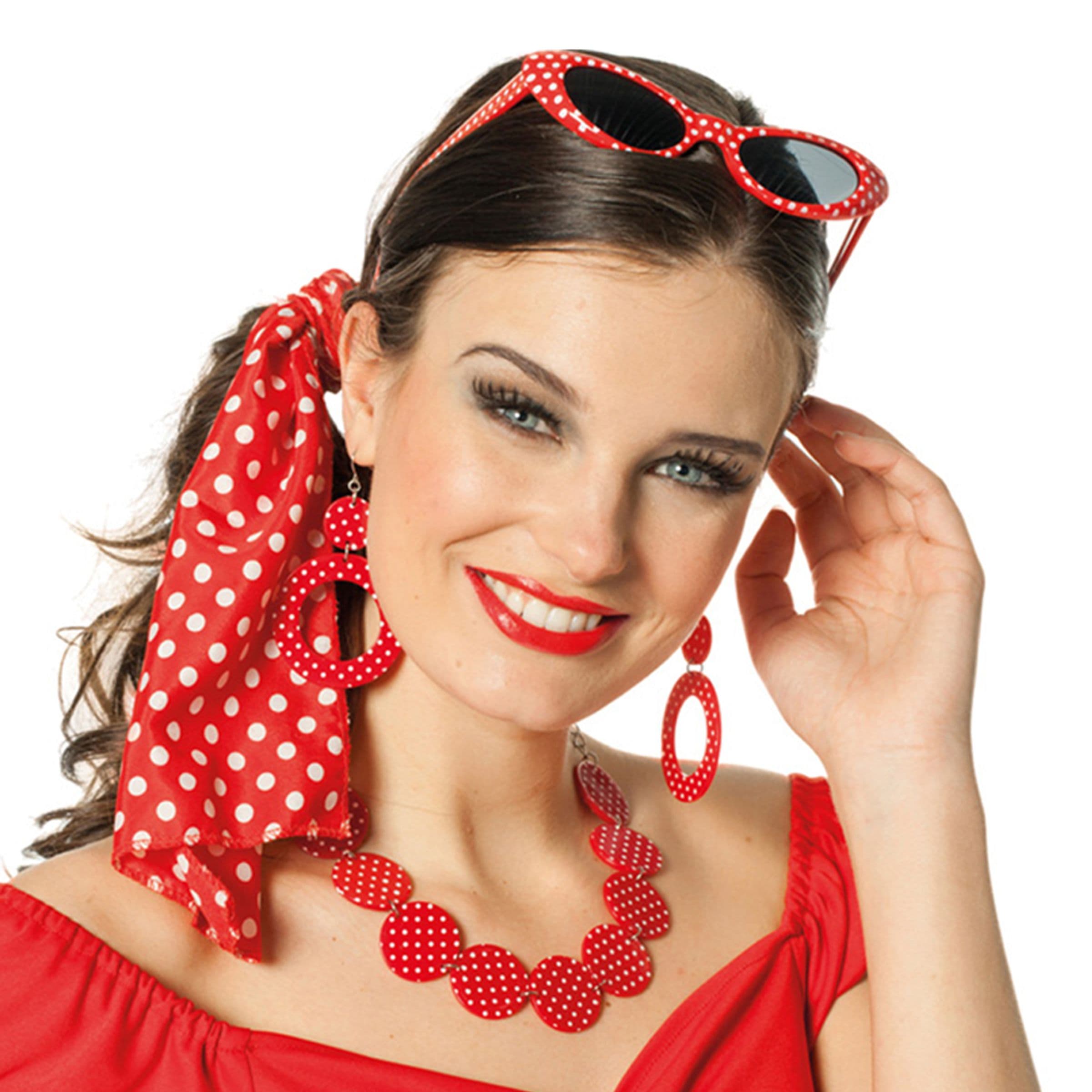 50-luvun Korusetti Punainen/Valkoinen - One size