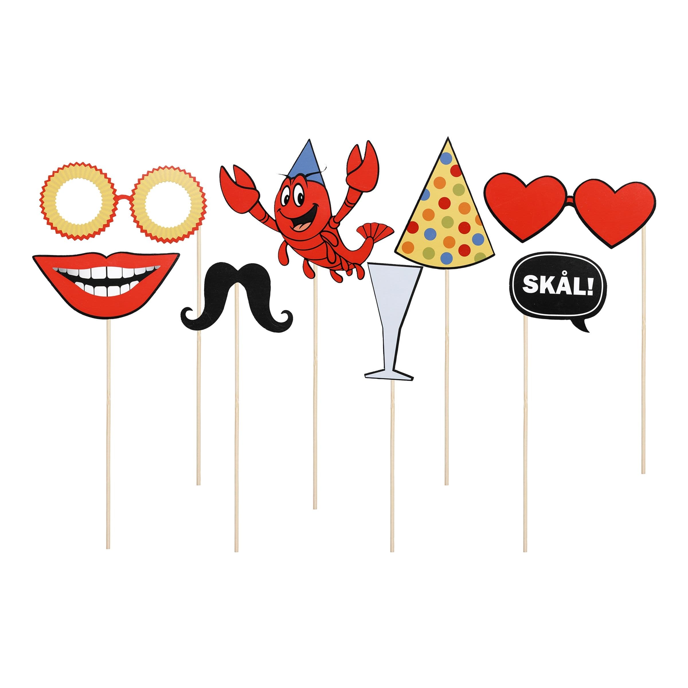 Valokuvausrekvisiitta Rapujuhlat - 8-pakkaus