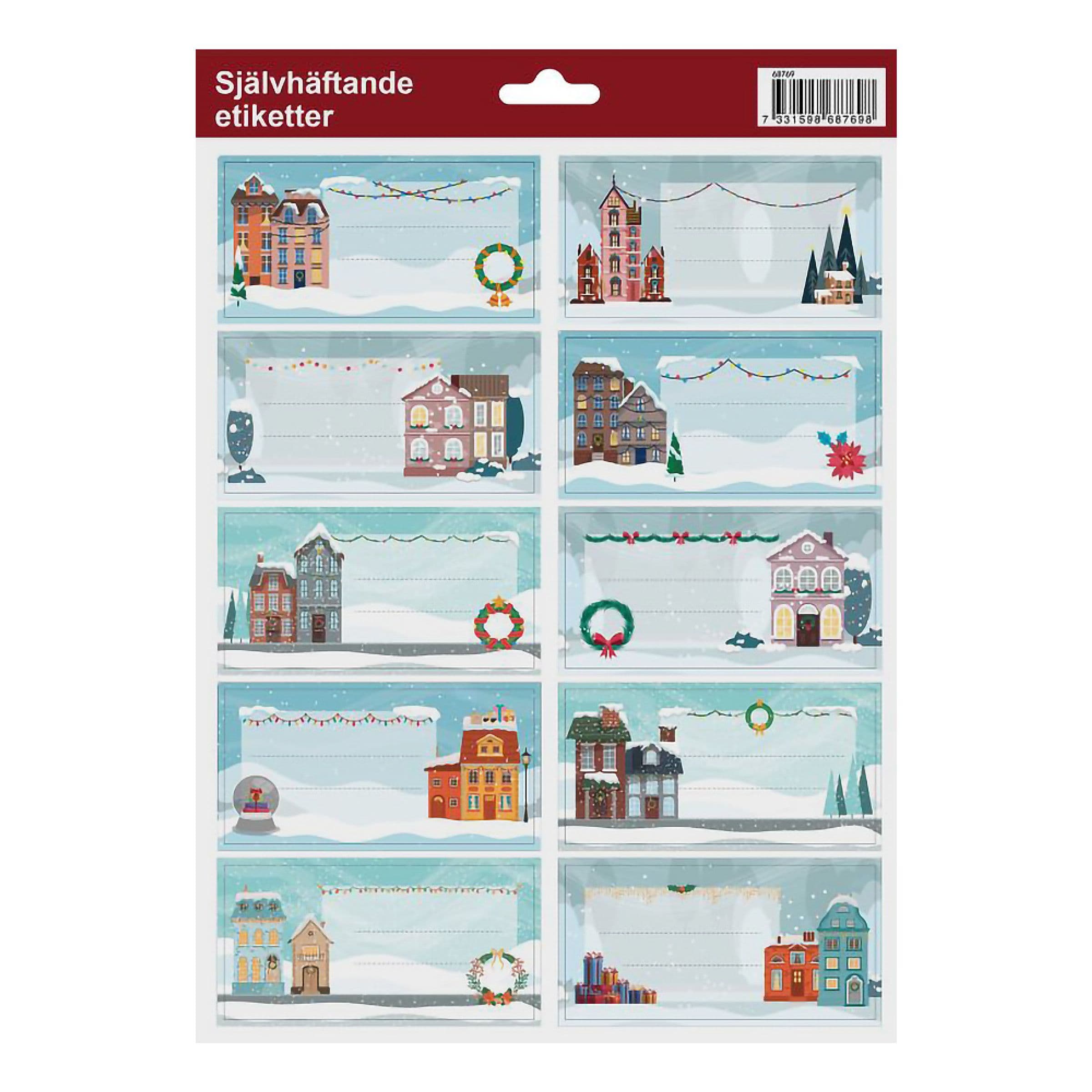 Jouluetiketit Talvitalot