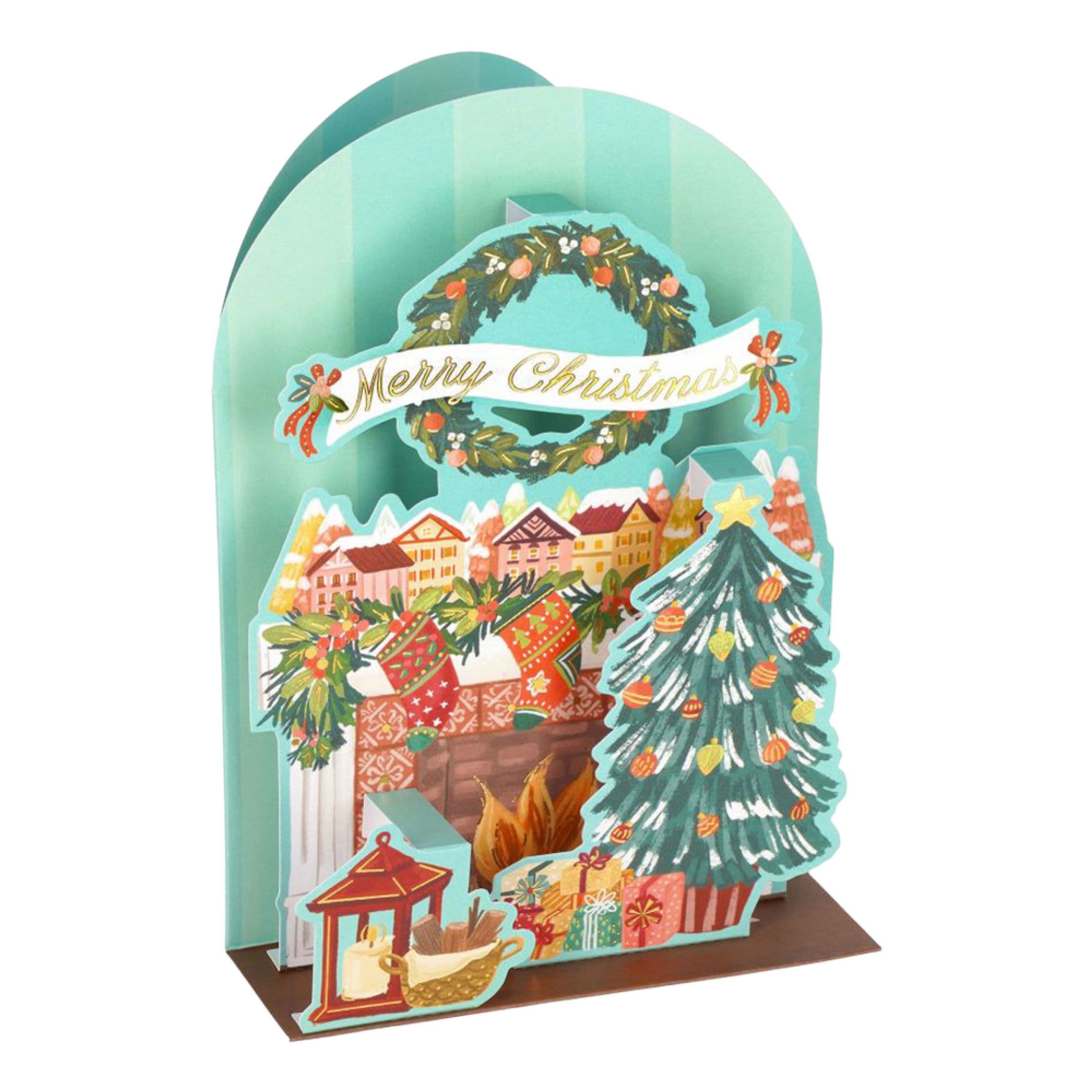 Joulukortti Pop-Up Takkatuli