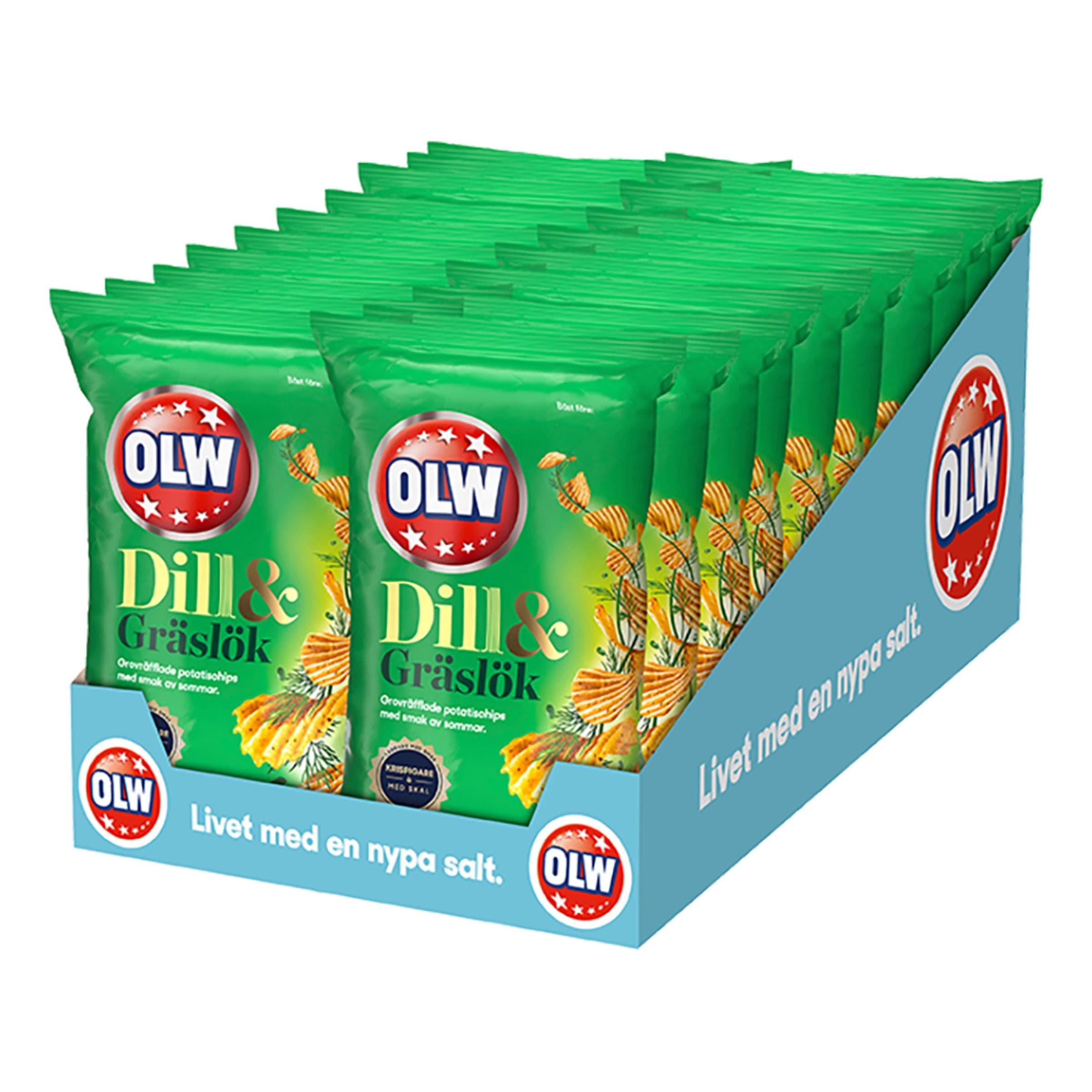 OLW Dill & Gräslök Chips Perunalastut Suurpakkaus - 20 x 40 g