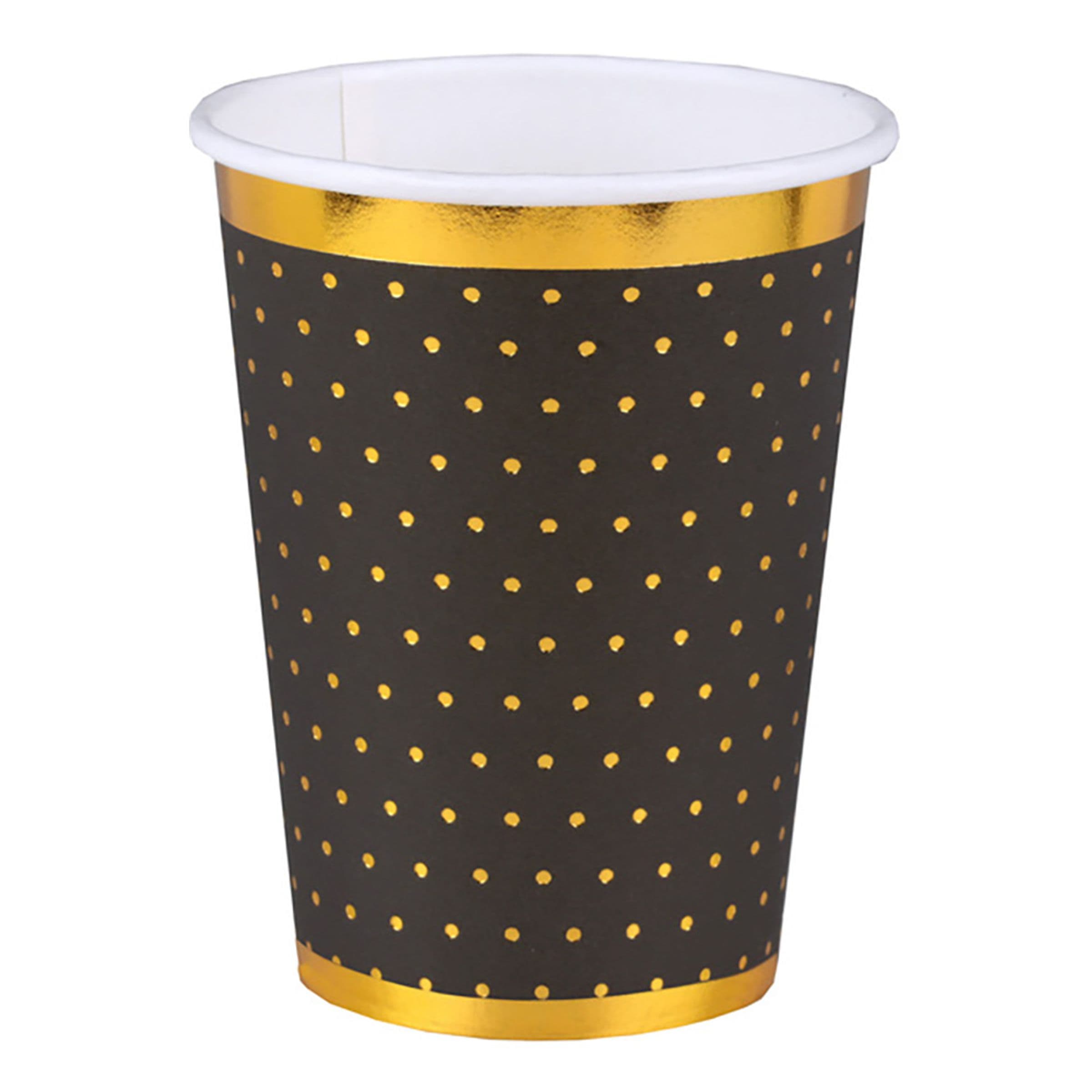 Pahvimukit Pilkulliset Musta/Kulta - 10-pakkaus