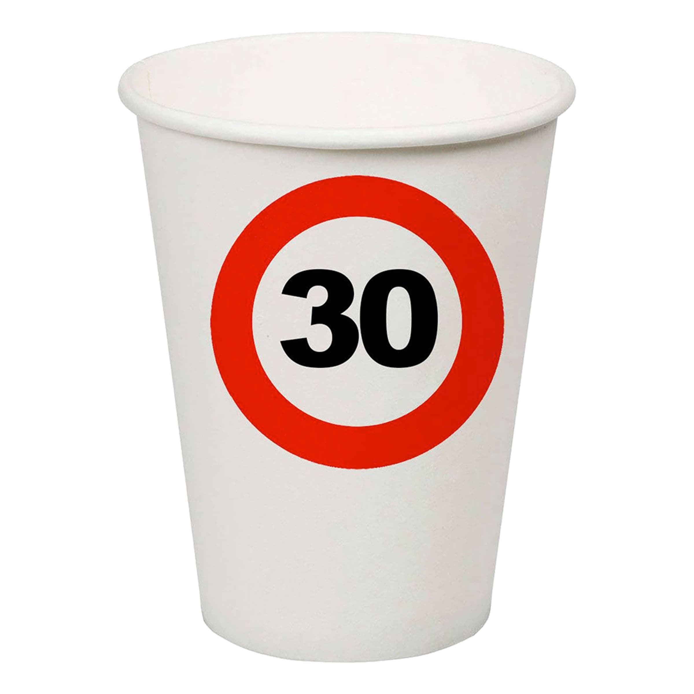 Pahvimukit Liikennemerkki 30 - 8-pakkaus