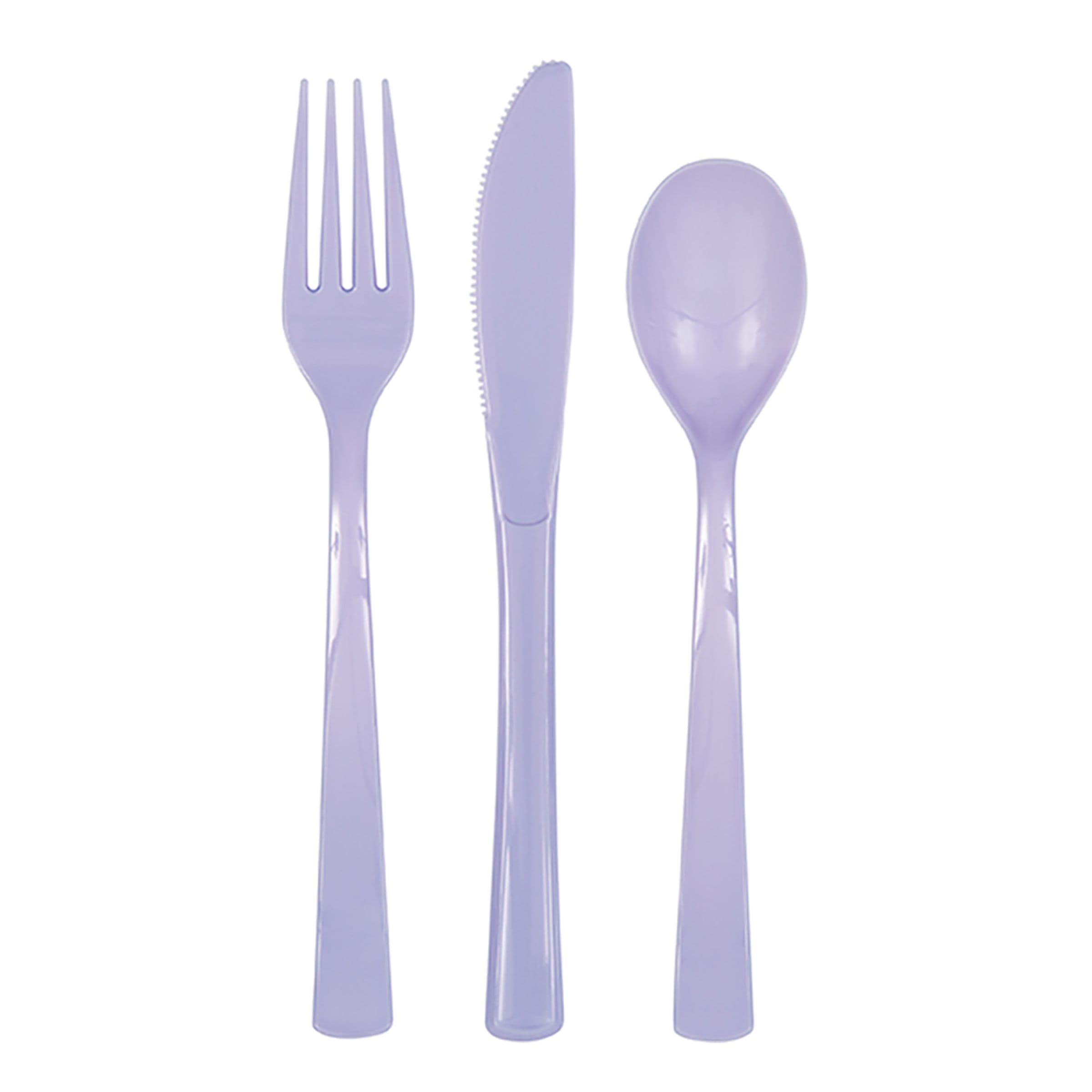 Muoviaterimet Laventelinväriset - 18-pakkaus