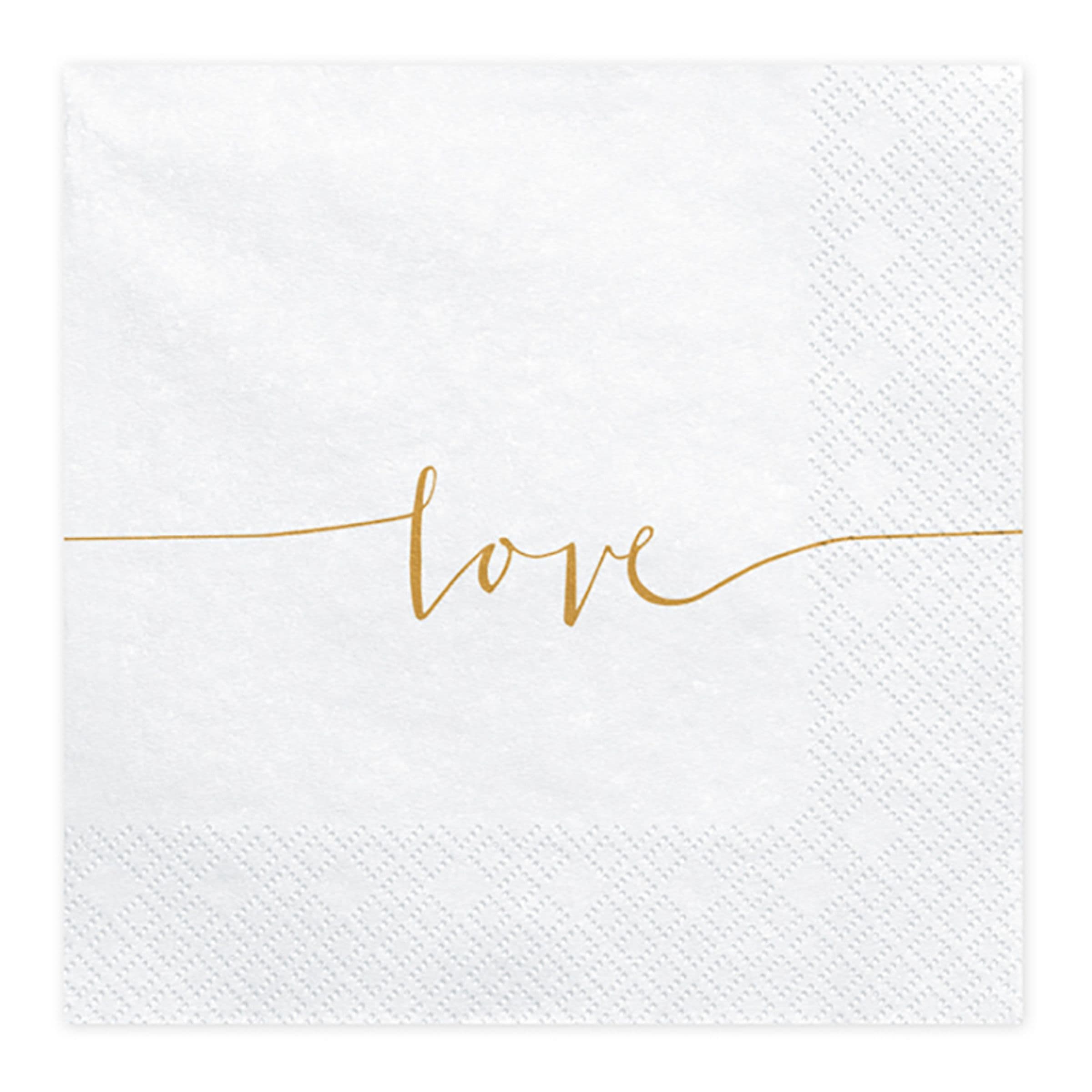 Servetit Love Kulta/Valkoinen - 20-pakkaus