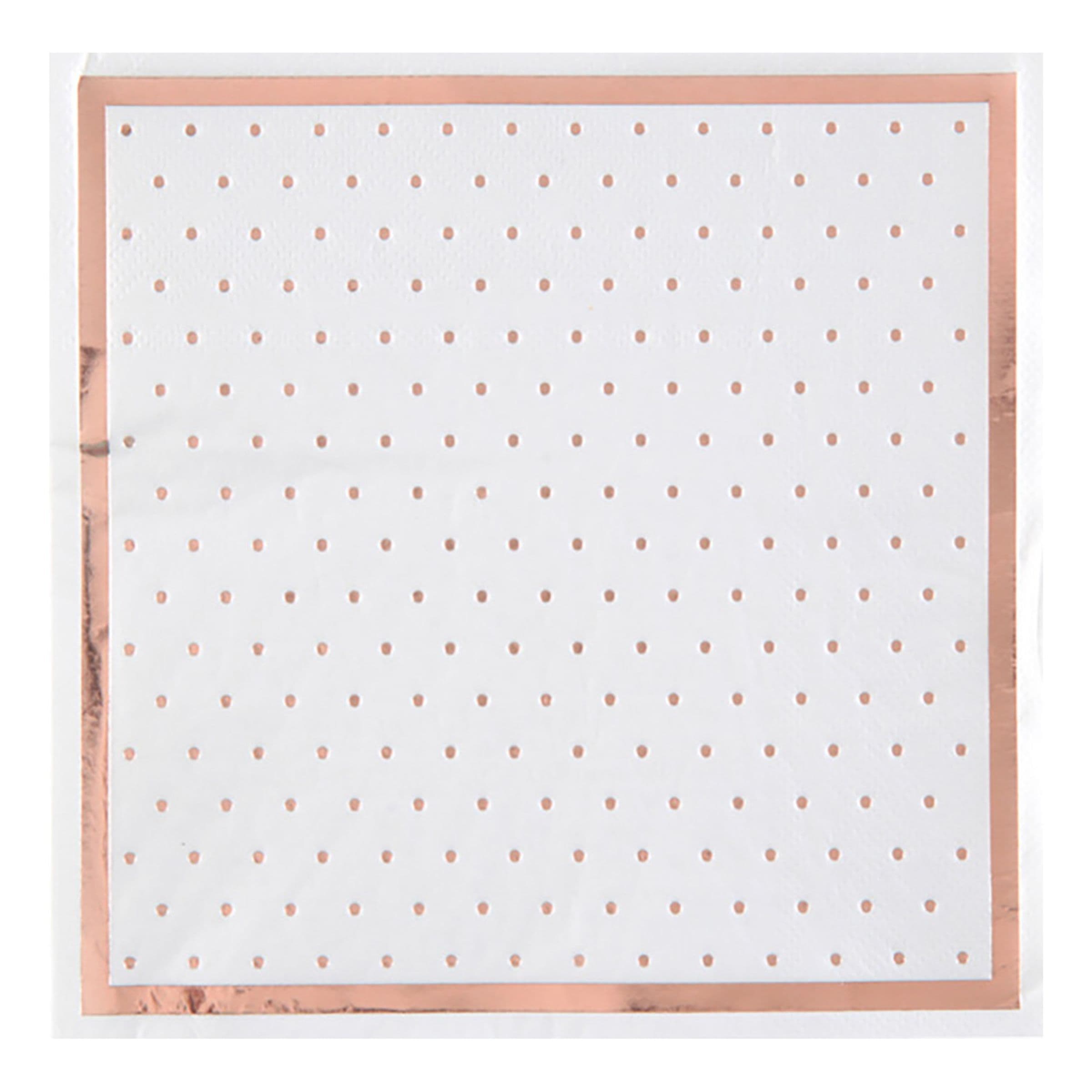 Servetit Pilkulliset Valkoinen/Ruusukulta - 20-pakkaus