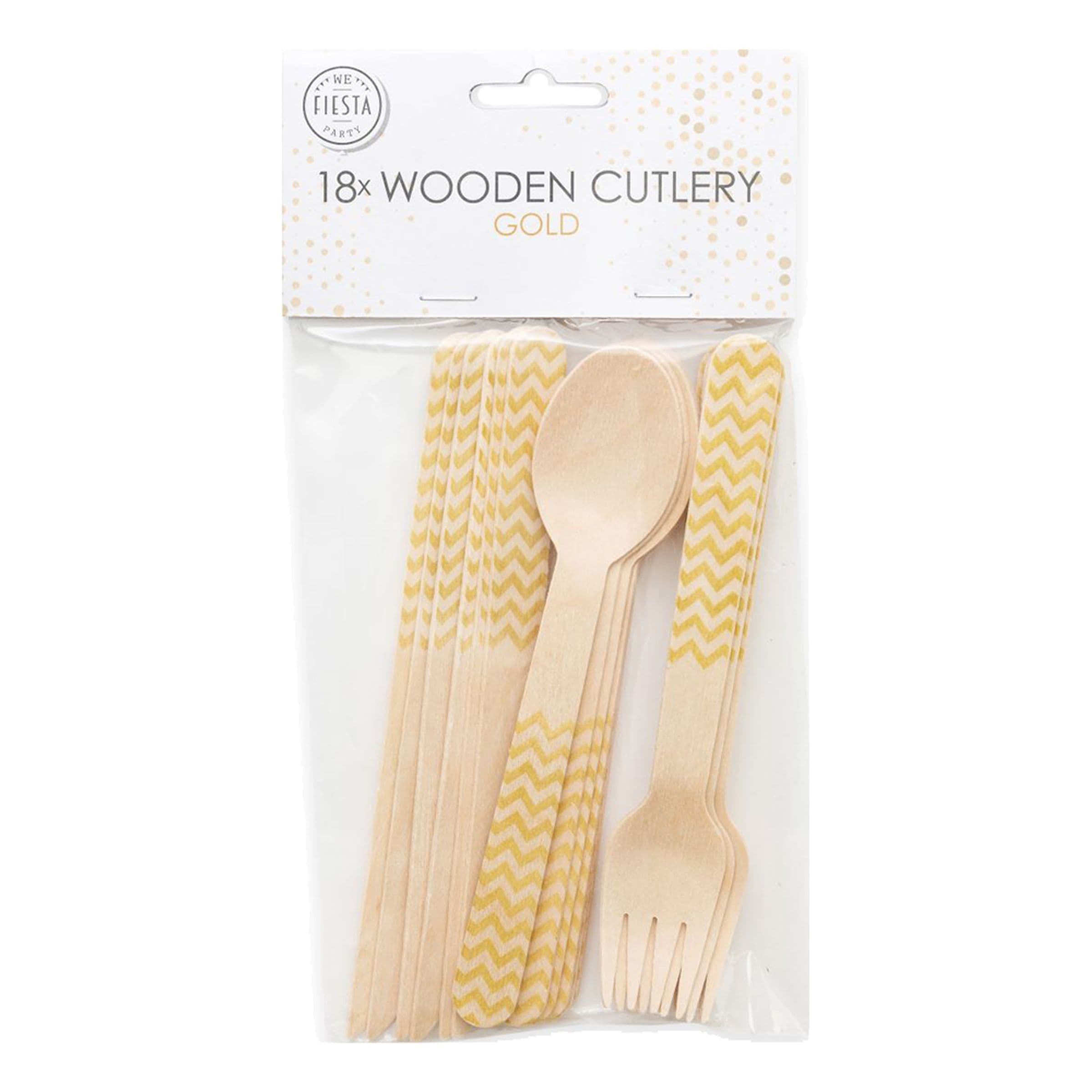 Puuaterimet Kulta Kuvio - 18-pakkaus