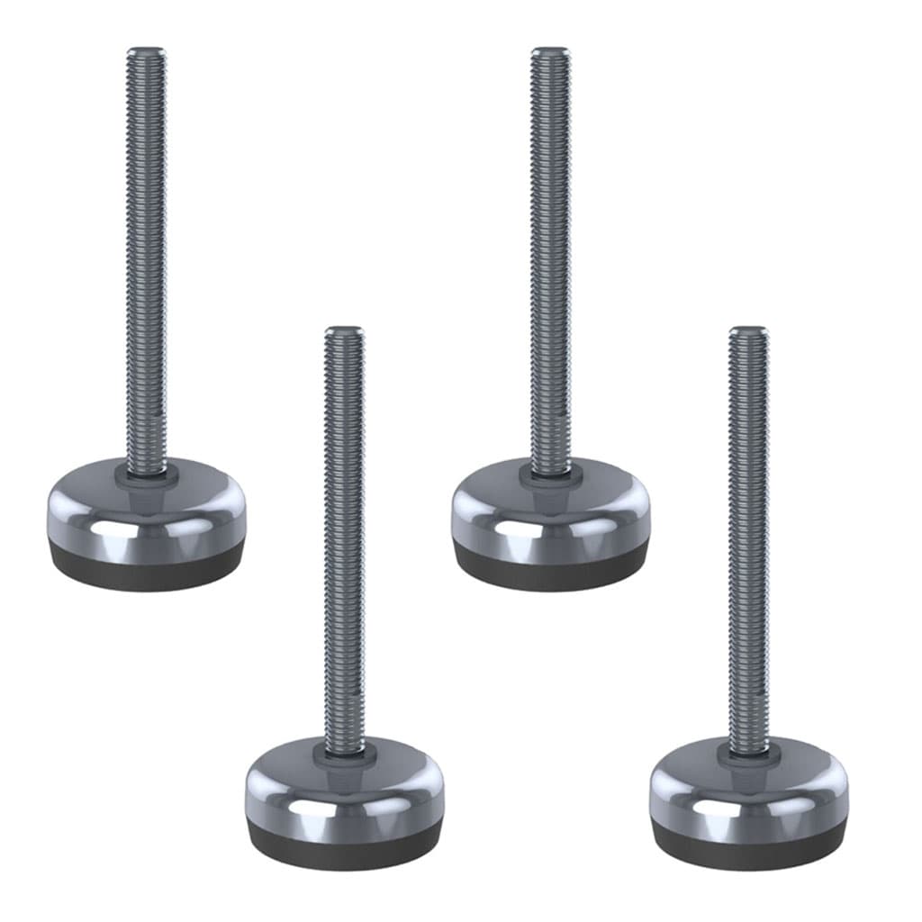 Ruostumaton tasoitusjalka M10x100, 50 mm:n pohja ja tärinänvaimennustyyny, kantavuus 1400 kg – 4 kpl:n sarja