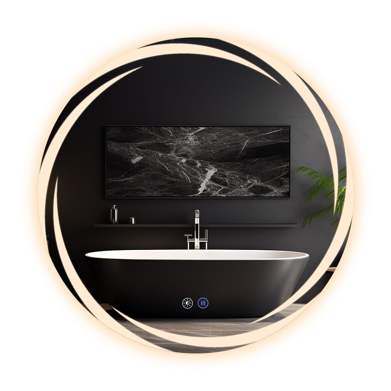 NETTLIFE Kylpyhuoneen peili valaistuksella, pyöreä LED - kylpyhuoneen peili, 50 cm IP44 pyöreä kylpyhuoneen peili kosketustoiminnolla