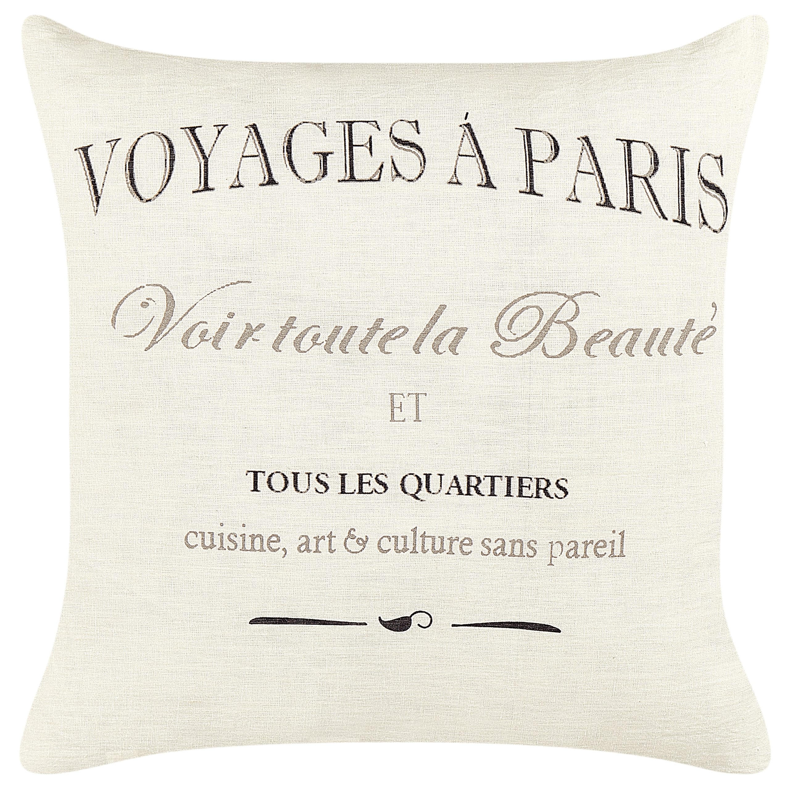 Koristetyynysetti 2 kpl MINDALA pellava 50 x 50 cm Luonnonvalkoinen Teksti