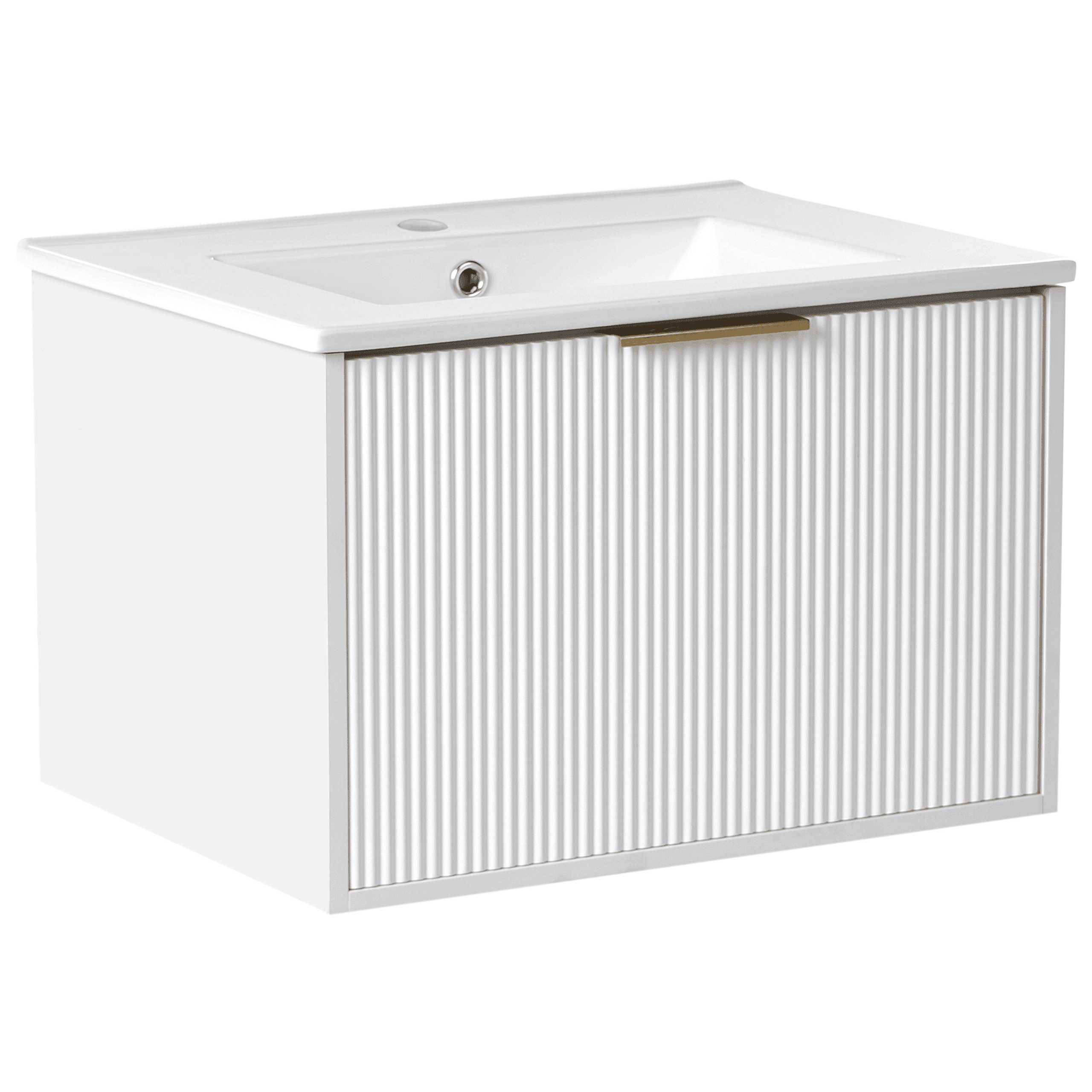 Seinäallaskaappi pesualtaalla kullanvärisellä kahvalla TILCARA 60 cm Valkoinen