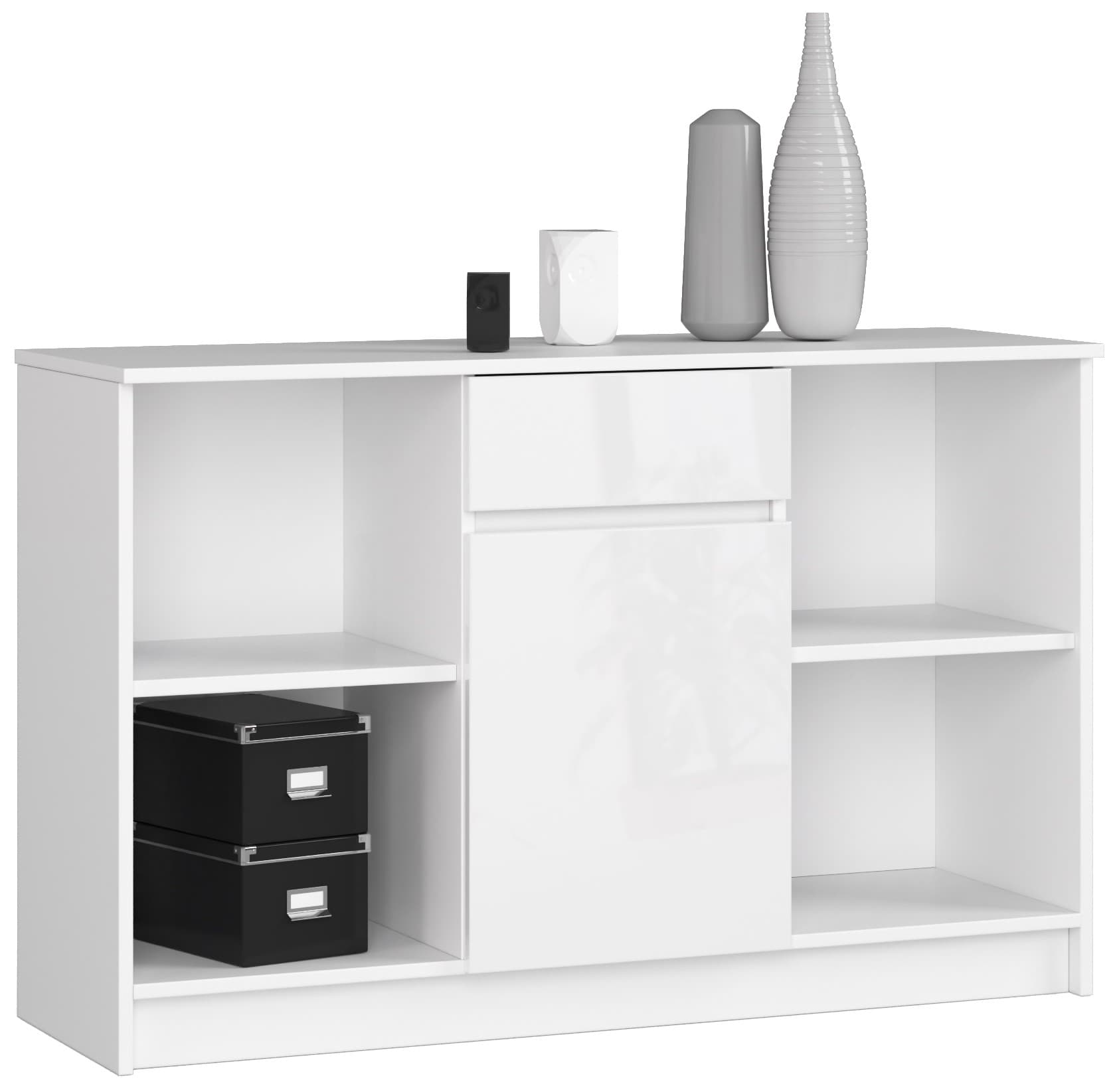 Akord Lipasto 1 Laatikko 1 Ovi Valkoinen Korkeakiilto 120x40x77