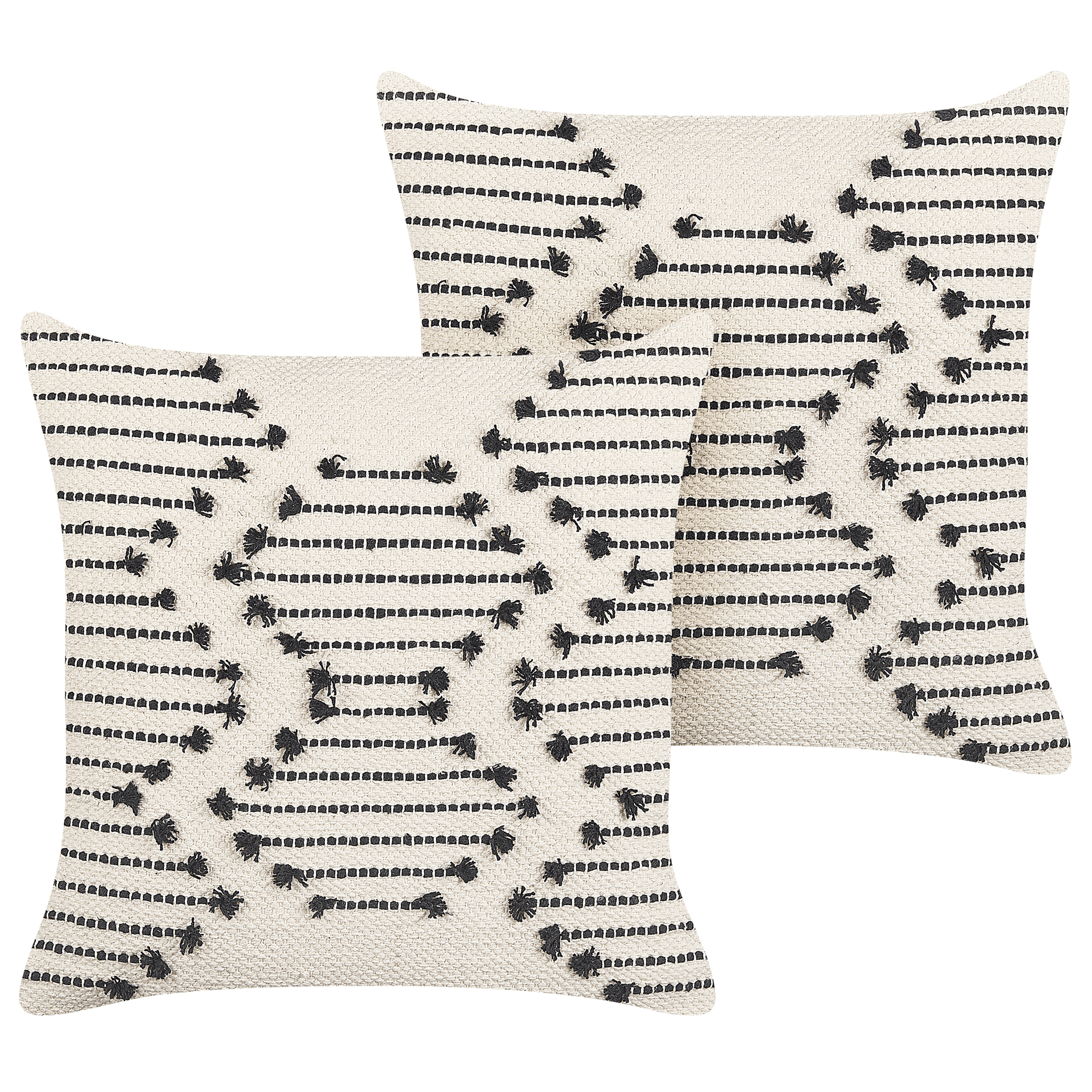 Koristetyynysetti 2 kpl MYRTUS puuvilla 45 x 45 cm Beige Geometrinen kuvio