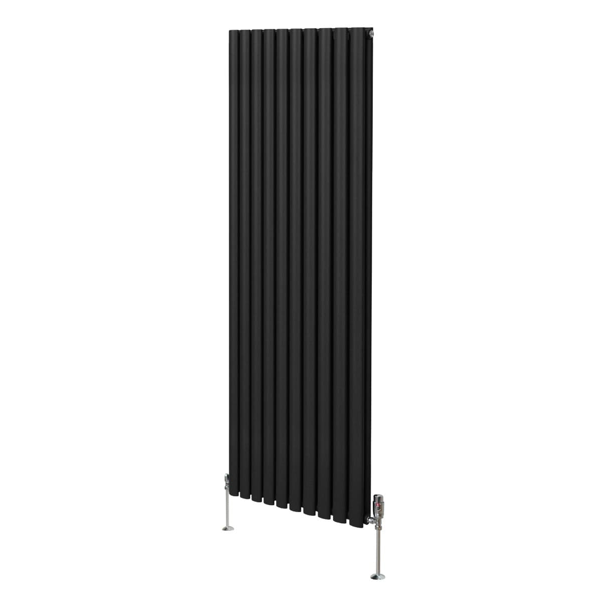 Soikea pylväspatteri ja venttiilit - 1800 mm x 600 mm – Musta