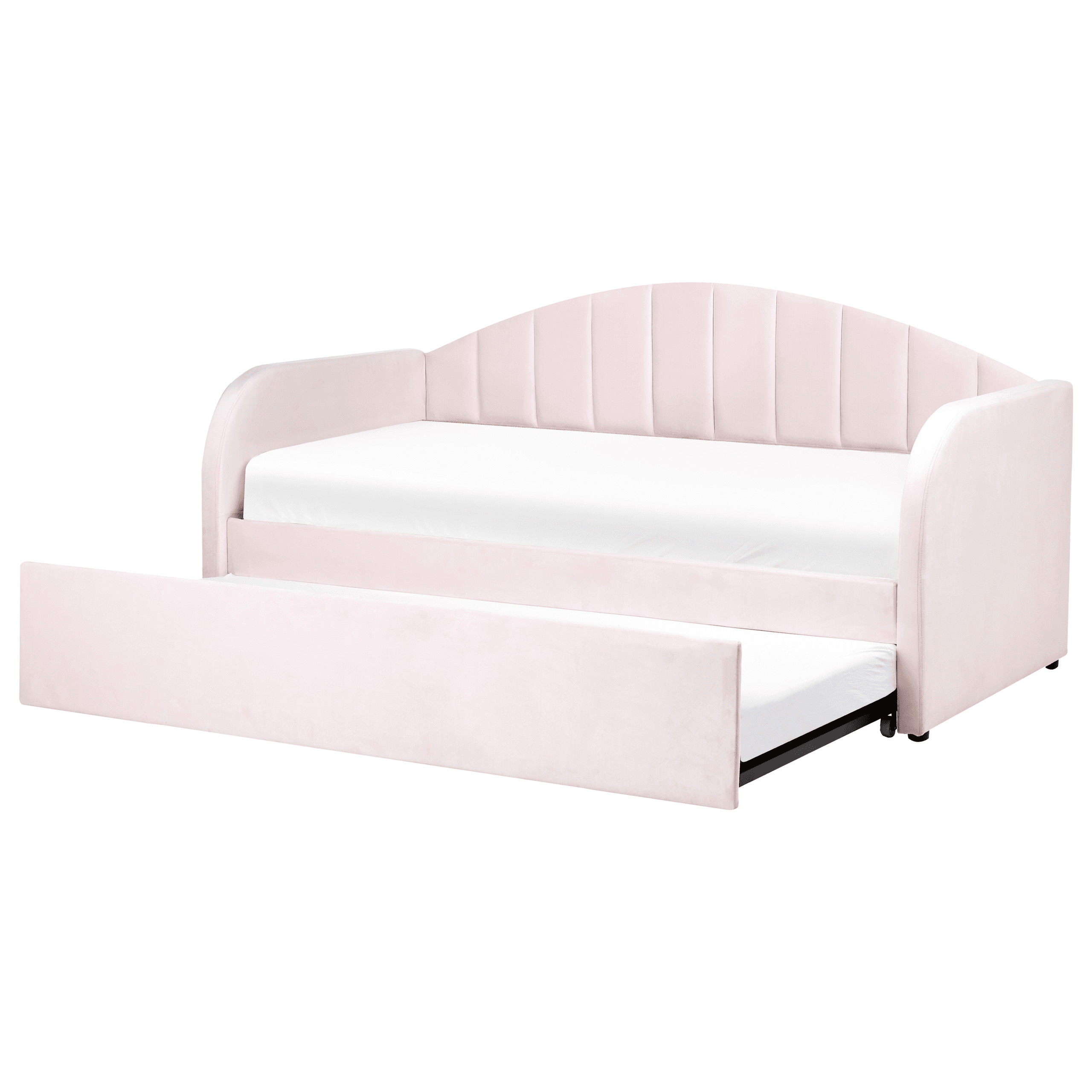 Sänky lisävuoteella sametti EYBURIE 90 x 200 cm Pastellipinkki