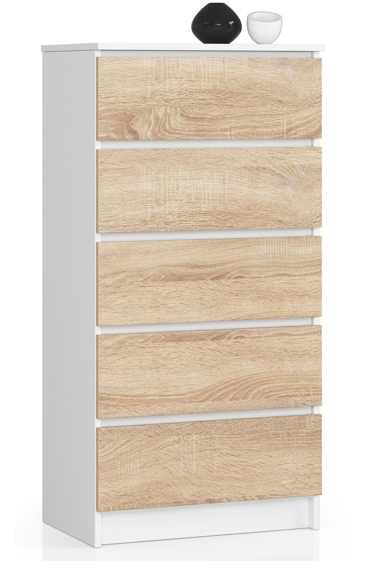 Akord Lipasto 5 Laatikoa Valkoinen/Sonoma-tammi 60x40x121
