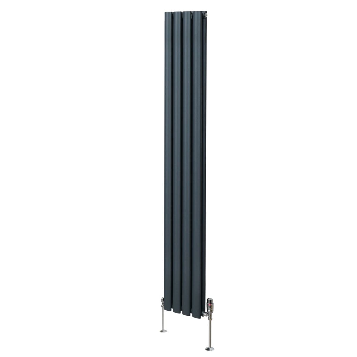 Soikea pylväspatteri ja venttiilit - 1800 mm x 240 mm – Antrasiitinharmaa