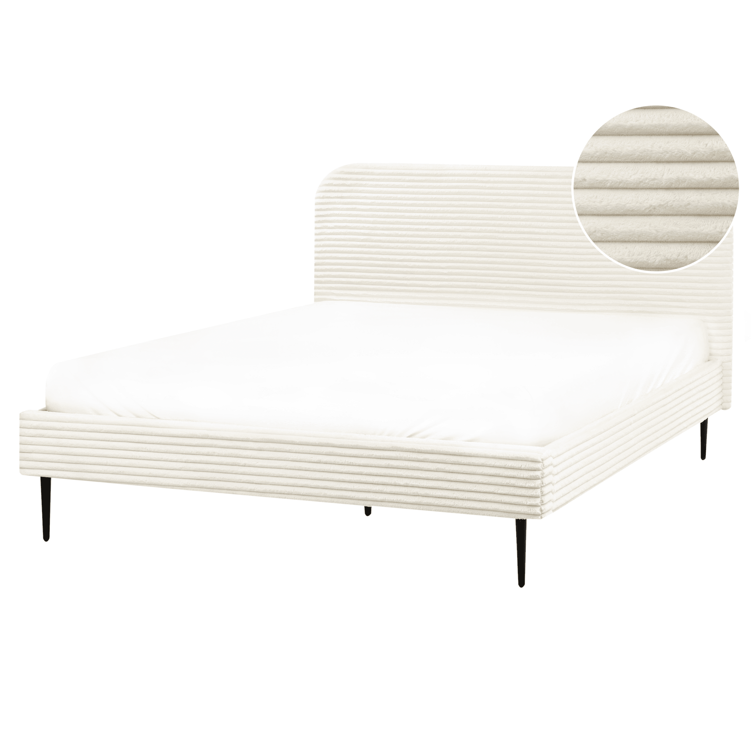 Sänky vakosametti FLAYAT 160 x 200 cm Luonnonvalkoinen