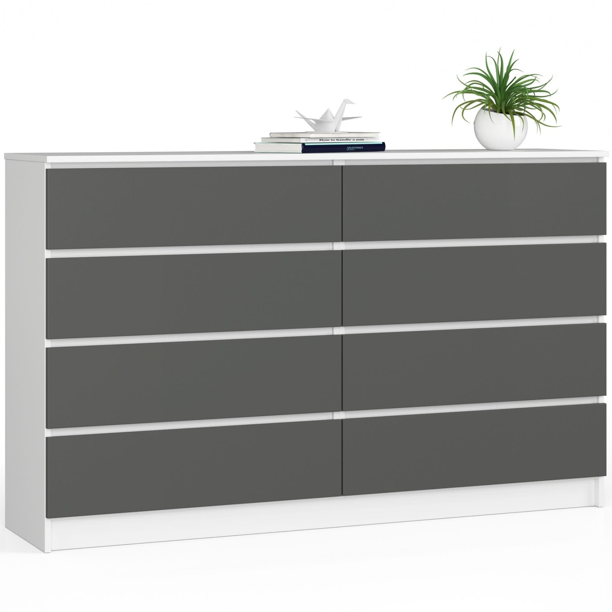 Akord Lipasto 8 laatikkoa Valkoinen/Harmaa Grafiitti 160x40x99