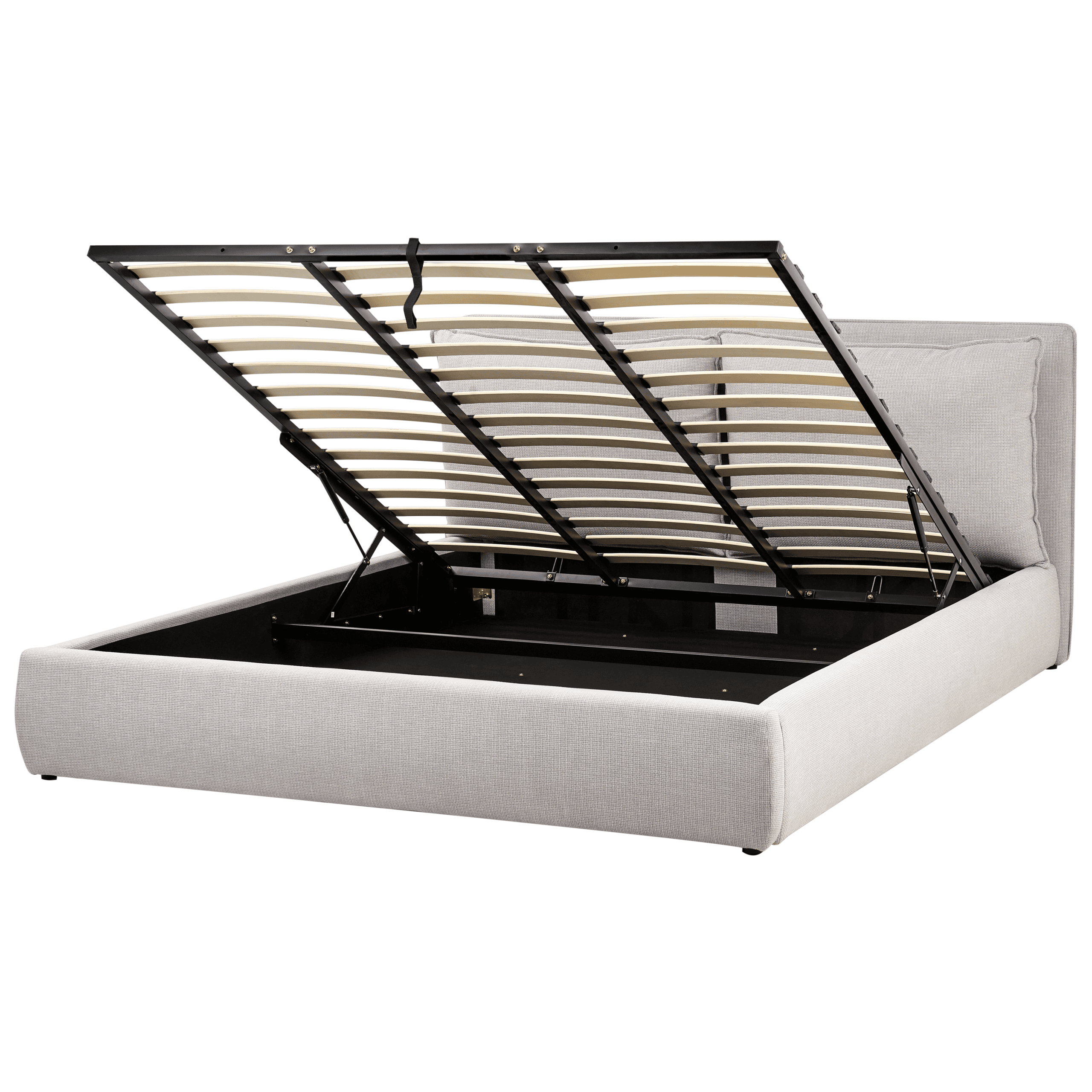 Sänky säilytystilalla kangas BAJONNA 180 x 200 cm Vaaleanharmaa