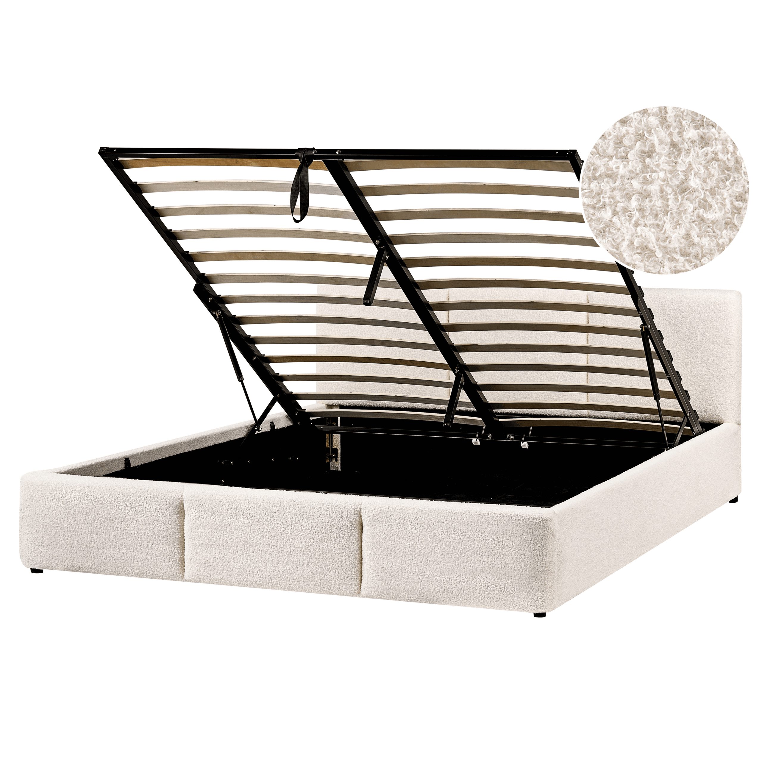 Sänky säilytystilalla buklee BOUSSE 160 x 200 cm Luonnonvalkoinen