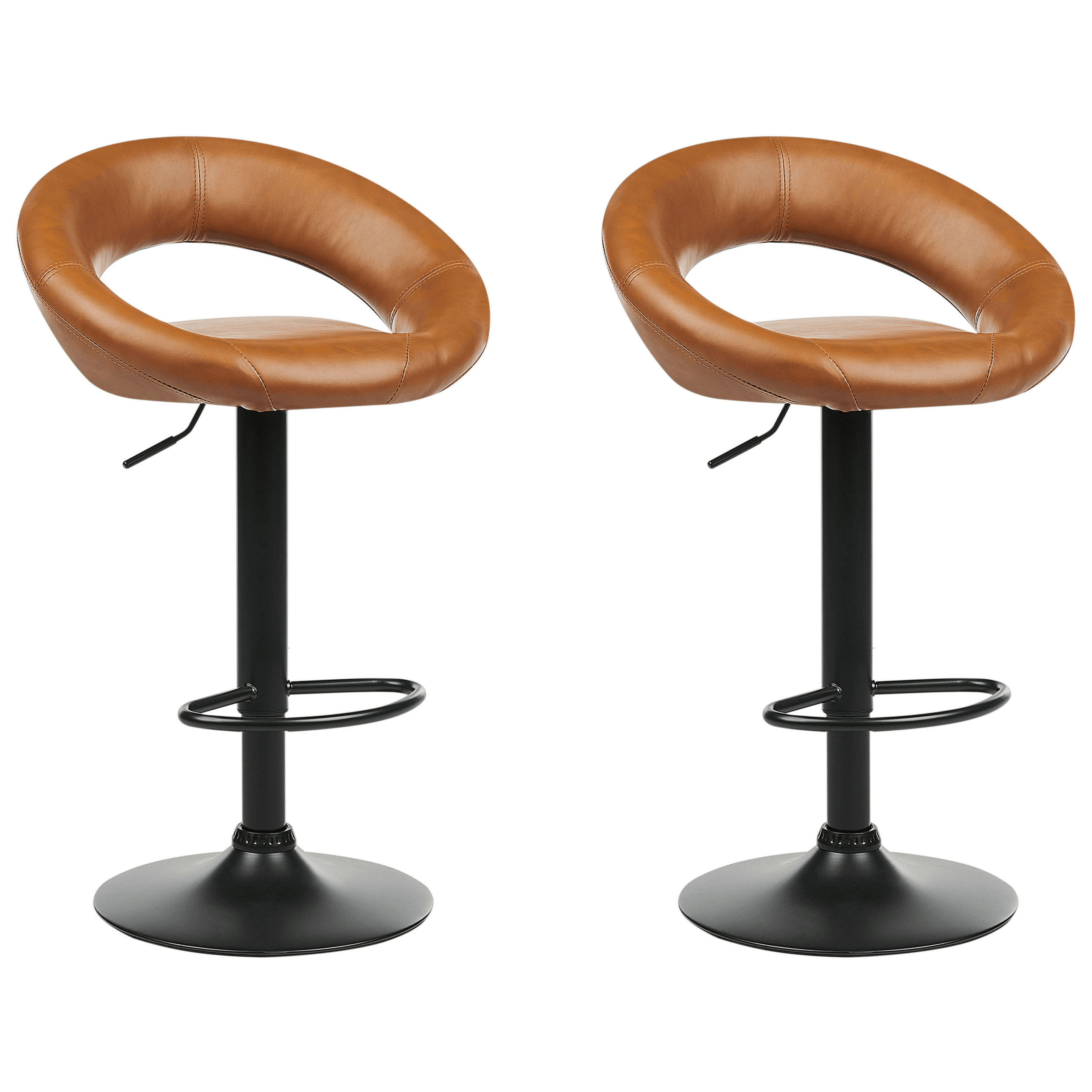 Baarituolisetti 2 kpl PEORIA keinonahka pyörivä Kullanruskea
