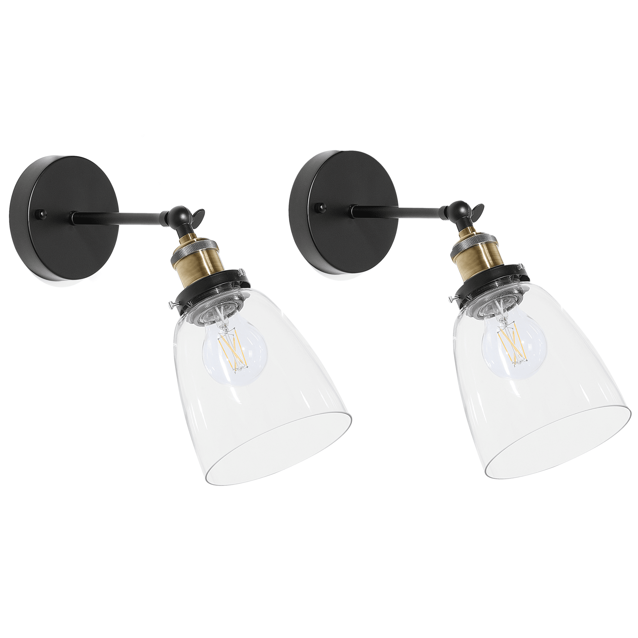 Seinävalaisinsetti 2 kpl LOVAT säädettävä metalli Kirkas Musta