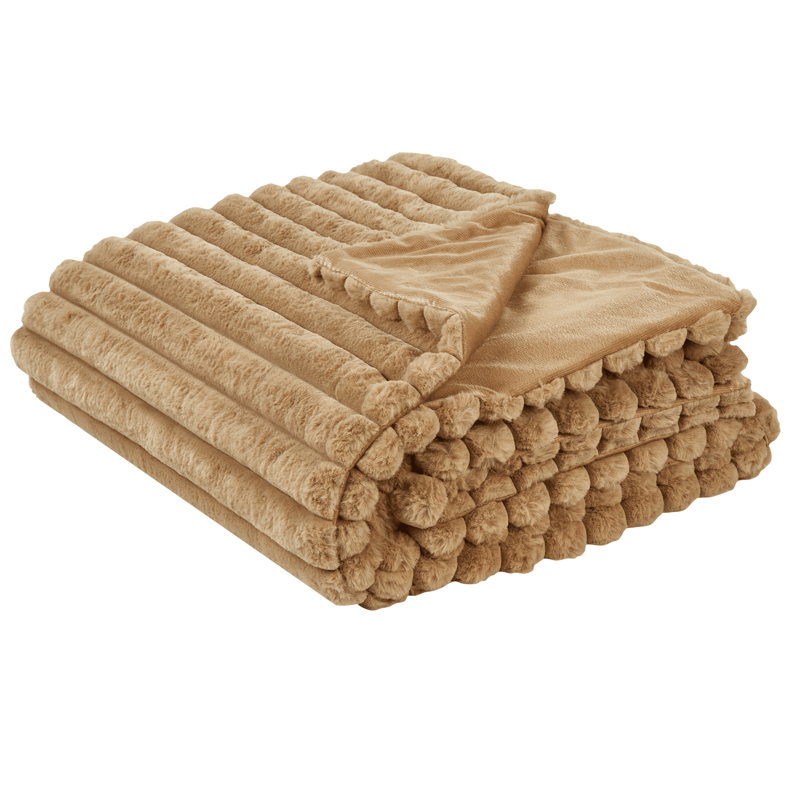 Päiväpeitto RAKYA keinoturkis 150 x 200 cm Vaaleanruskea