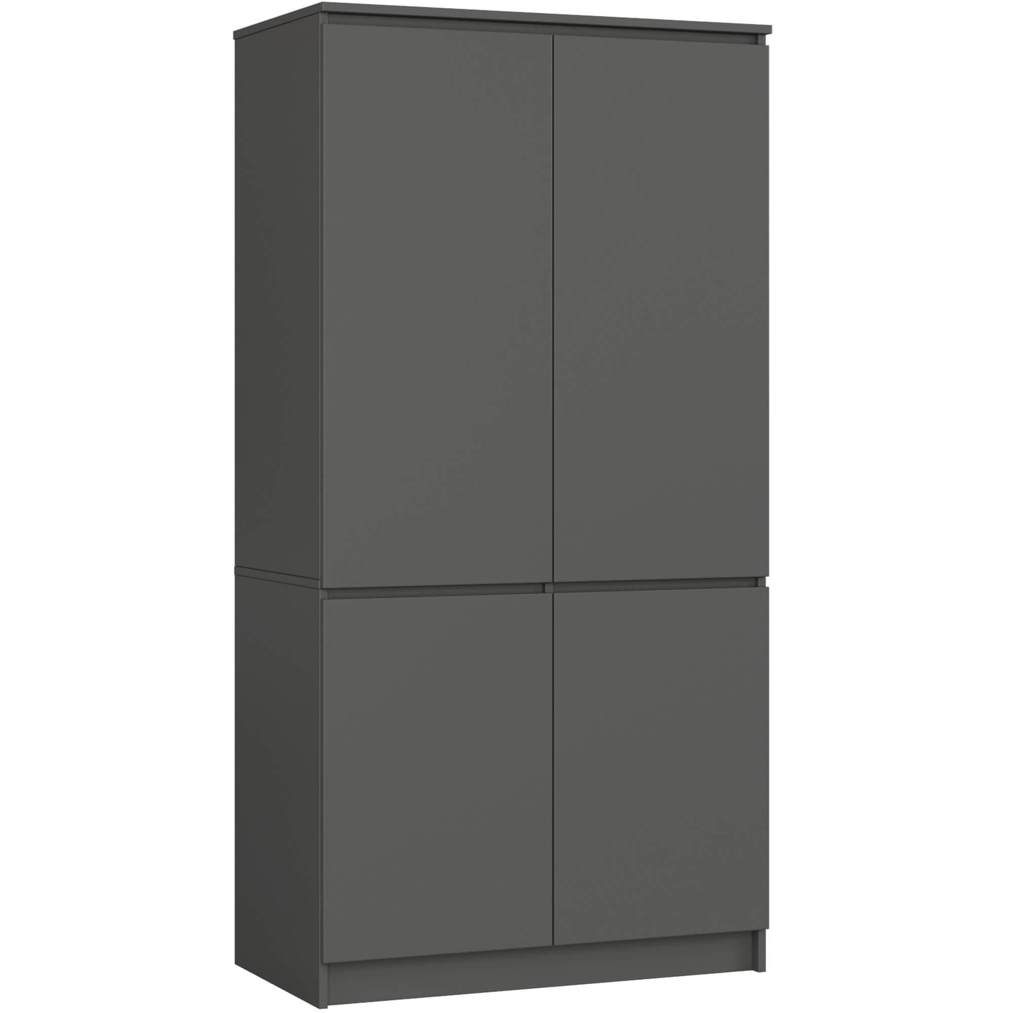 Akord Vaatekaappi 4-ovinen Grafiitti Kiiltävä 90x51x180