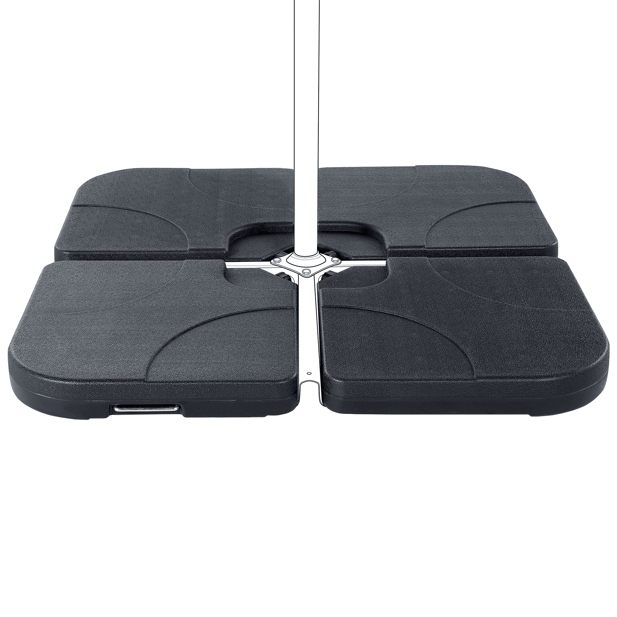 Aurinkovarjon jalka CARIA Musta Neliö 9 kg