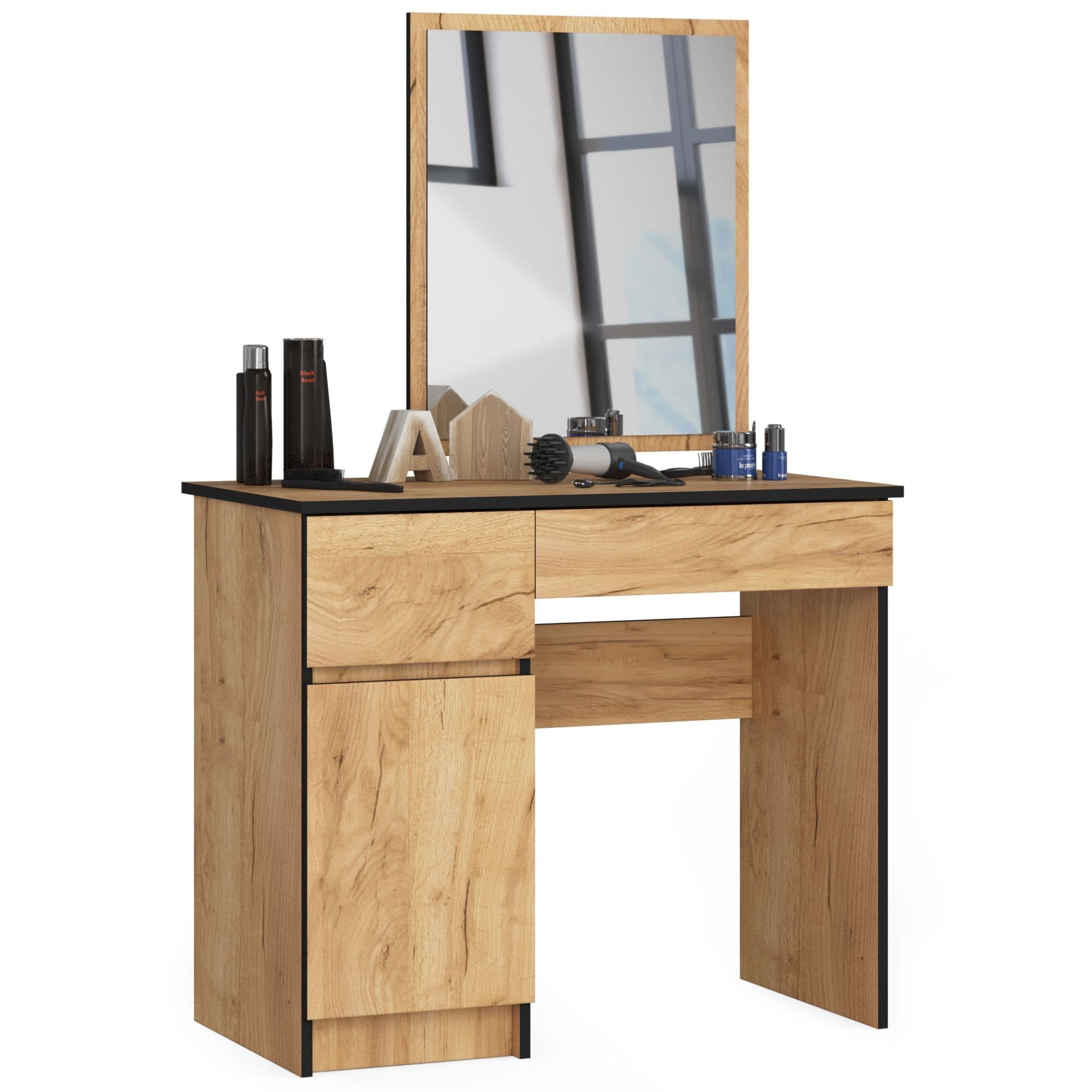 Akord Kylpyhuonekaappi Peilillä Vasen Craft-tammi 90x50x142