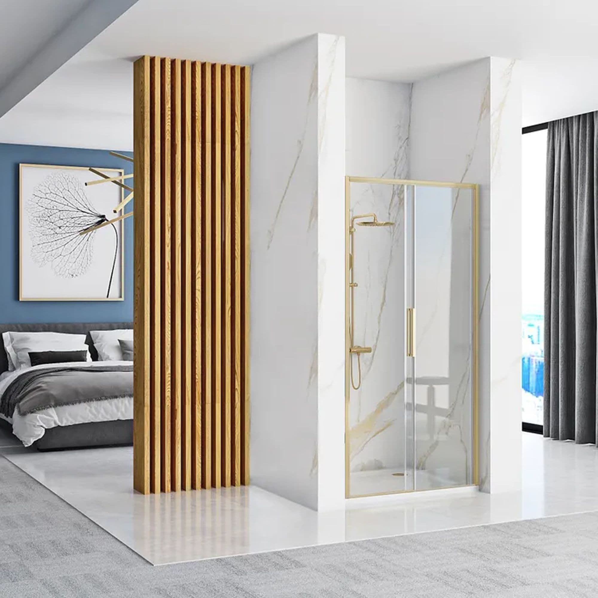 REA suihkuovi RAPID SLIDE 120 harjattu kulta, 2, 5X121X195CM