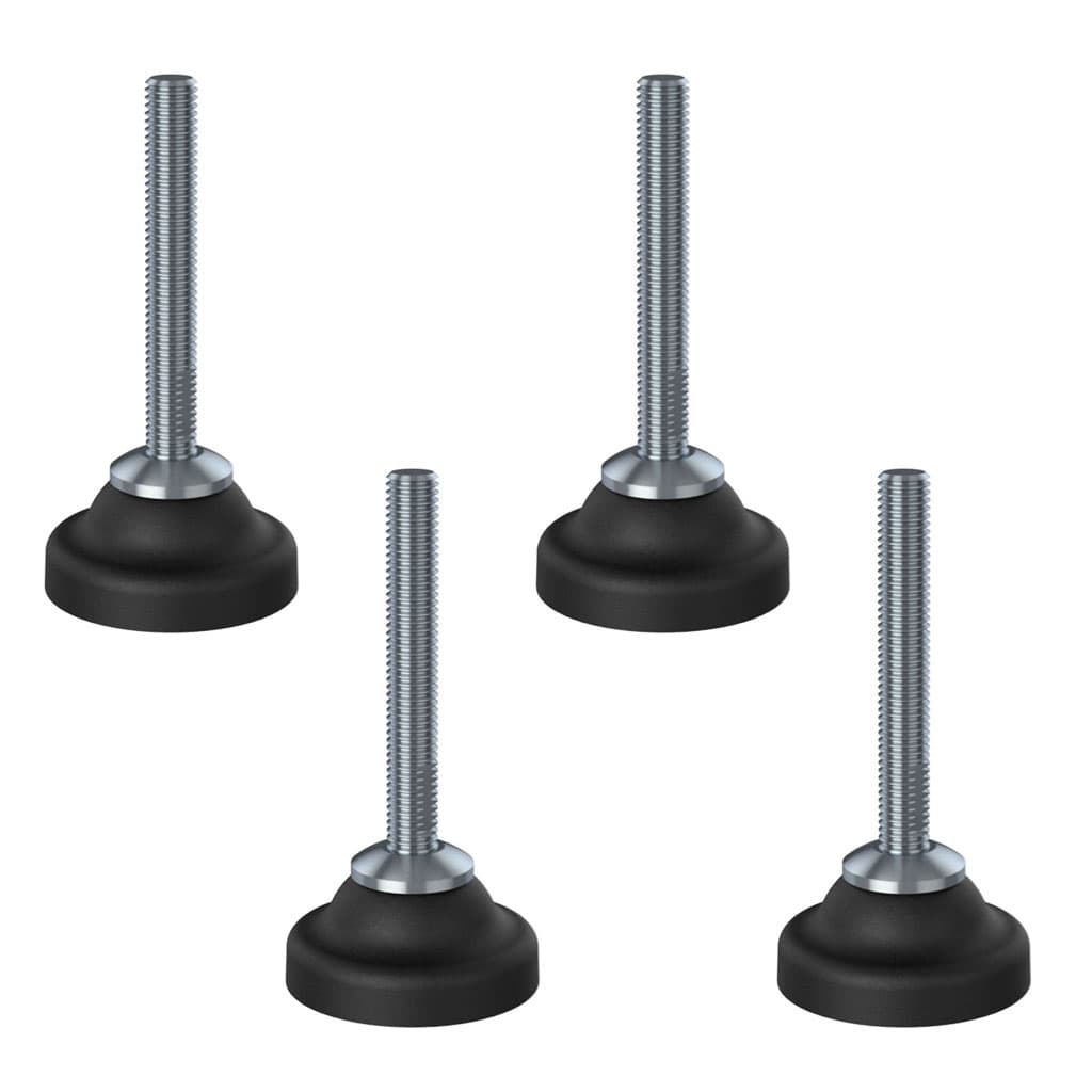 Ruostumaton tasoitusjalka M10x70, 50 mm:n muovialustalla, kantavuus 1400 kg – 4 kpl:n sarja