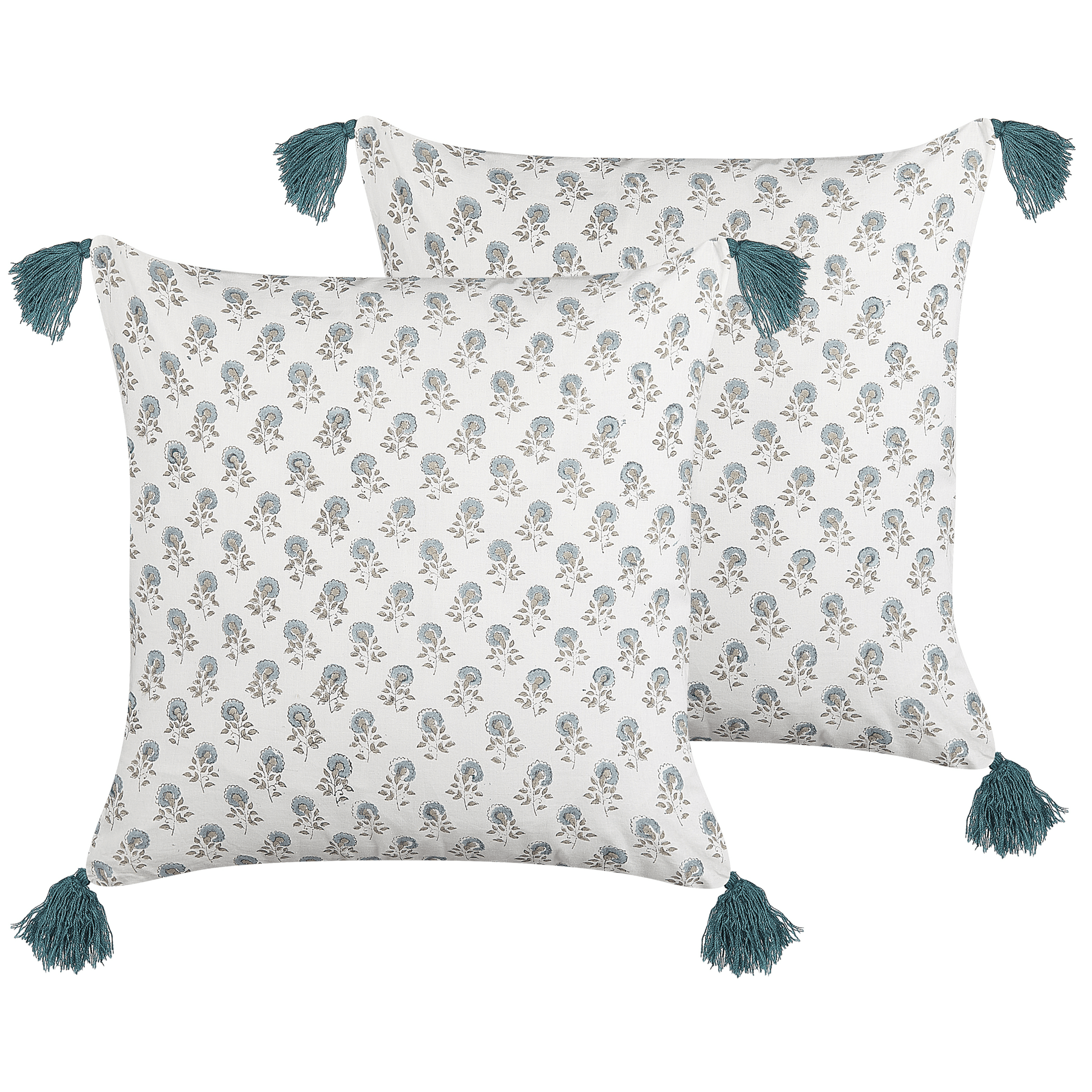 Koristetyynysetti 2 kpl CORNUS puuvilla 45 x 45 cm Sininen Kukkakuvio