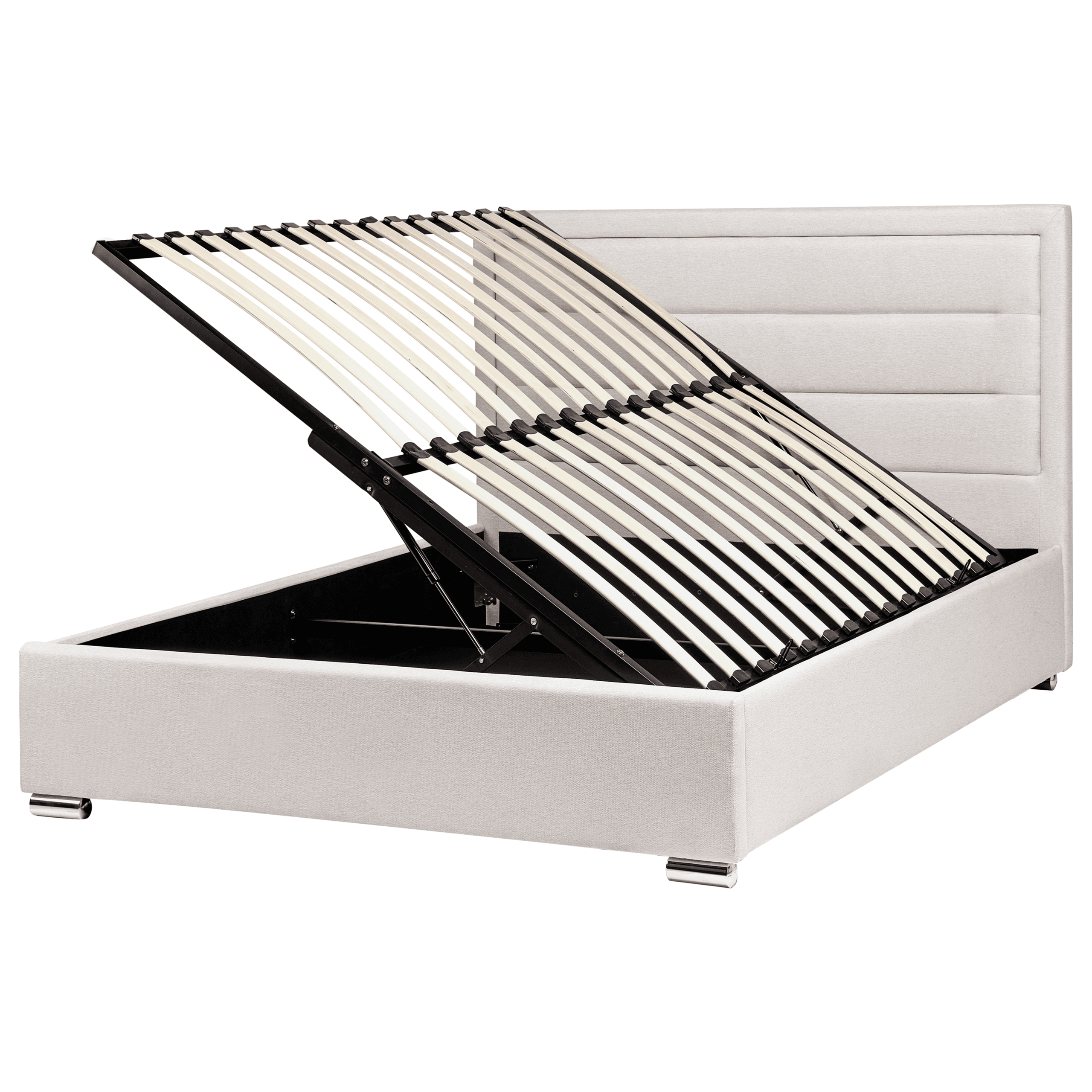 Sänky säilytystilalla kangas ROUEN 140 x 200 cm Vaaleanbeige