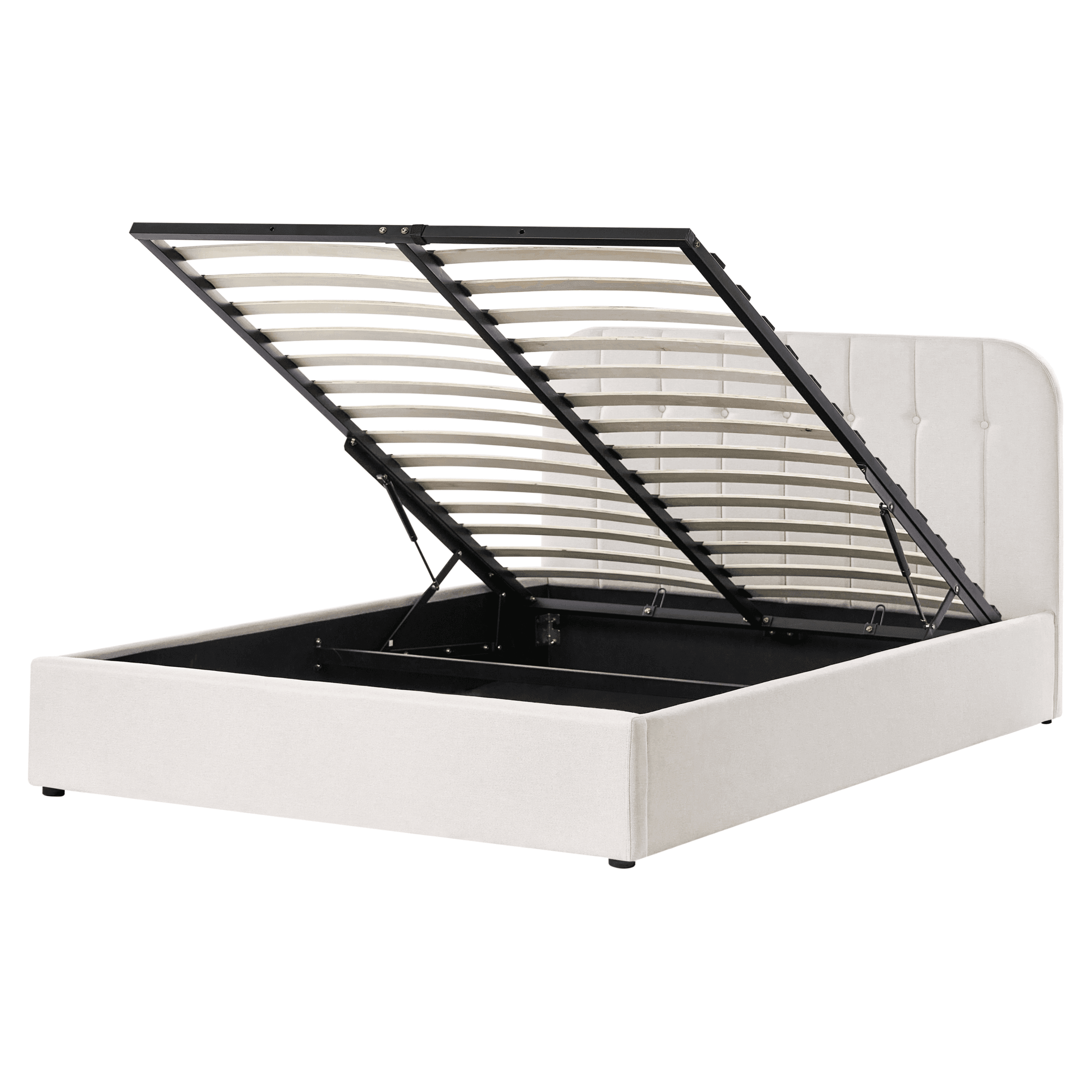 Sänky säilytystilalla kangas CHALLANS 160 x 200 cm Luonnonvalkoinen