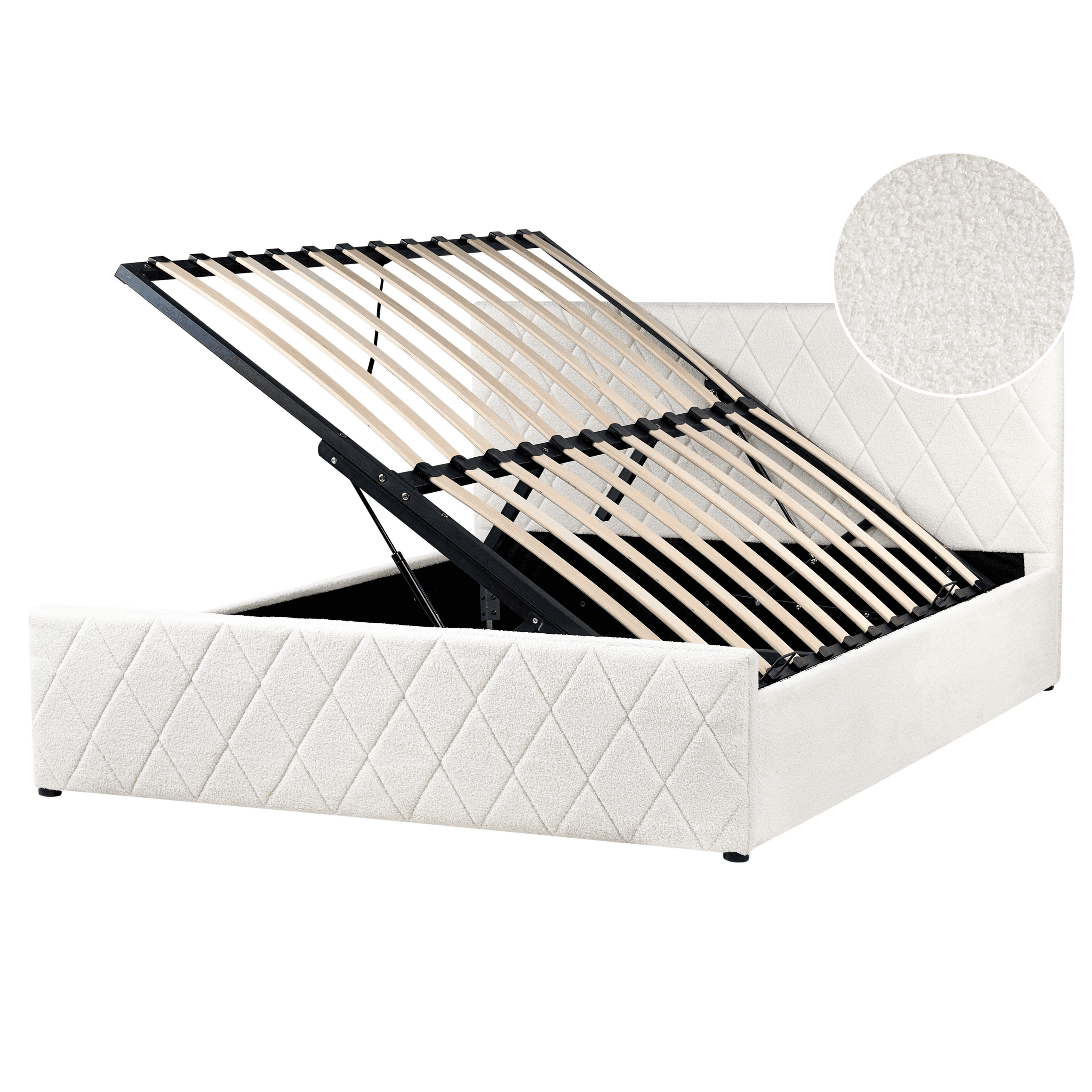 Sänky säilytystilalla buklee ROCHEFORT 160 x 200 cm Luonnonvalkoinen