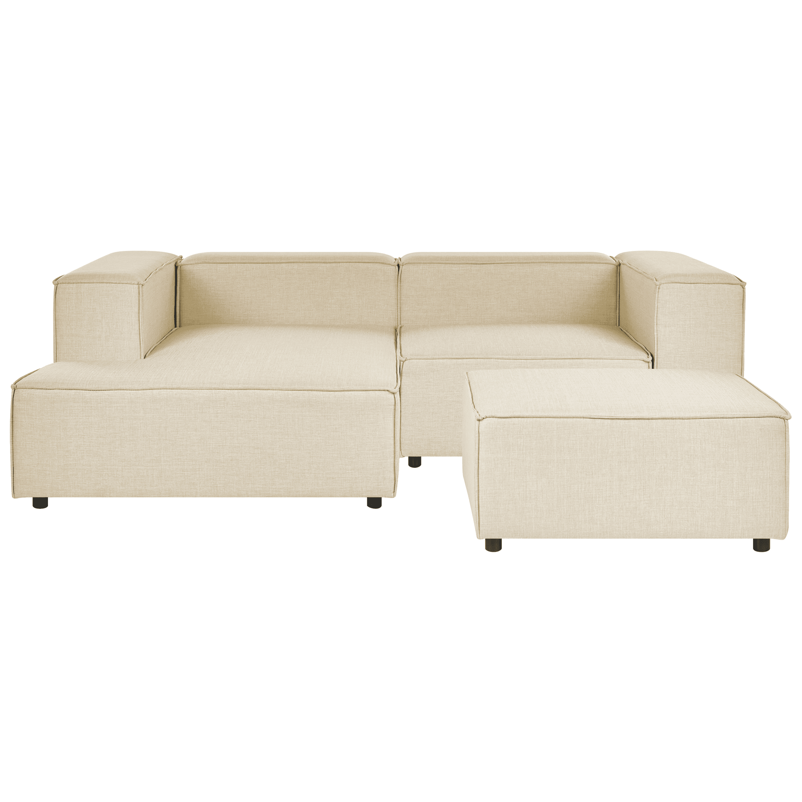Moduulikulmasohva 2-istuttava APRICA keinopellava Beige ja rahi Oikea