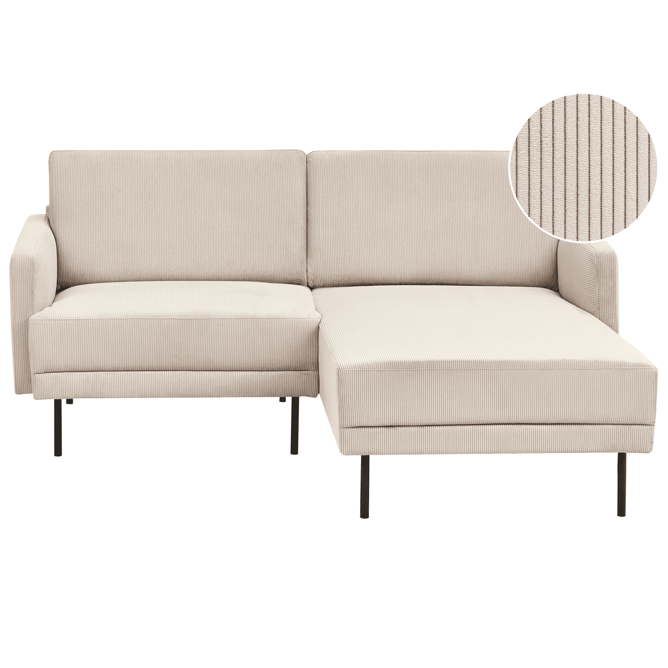 Kulmasohva 2-istuttava BREDA vakosametti Beige Vasen