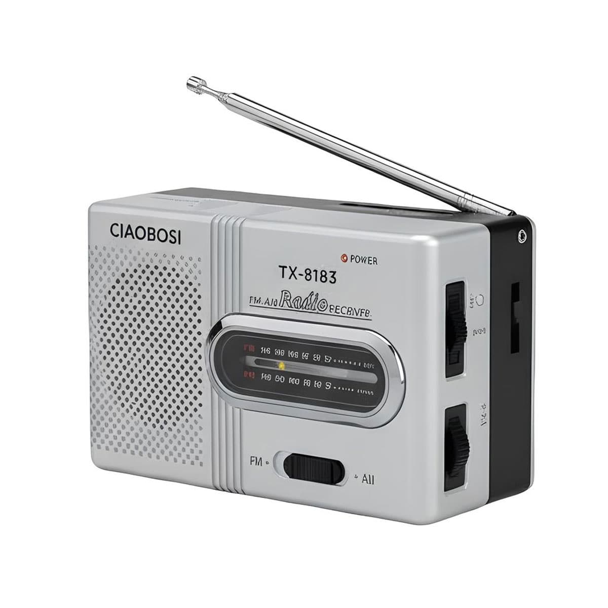 Mini taskuradio FM- ja AM-taajuuksilla vakaalla teleskooppiantennilla