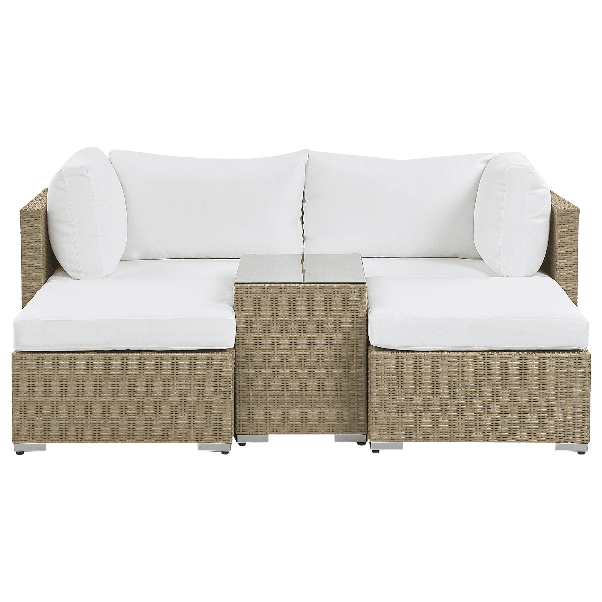 Ulkosohvaryhmä pöydällä 2-istuttava NOTO modulaarinen polyrottinki Vaaleanruskea